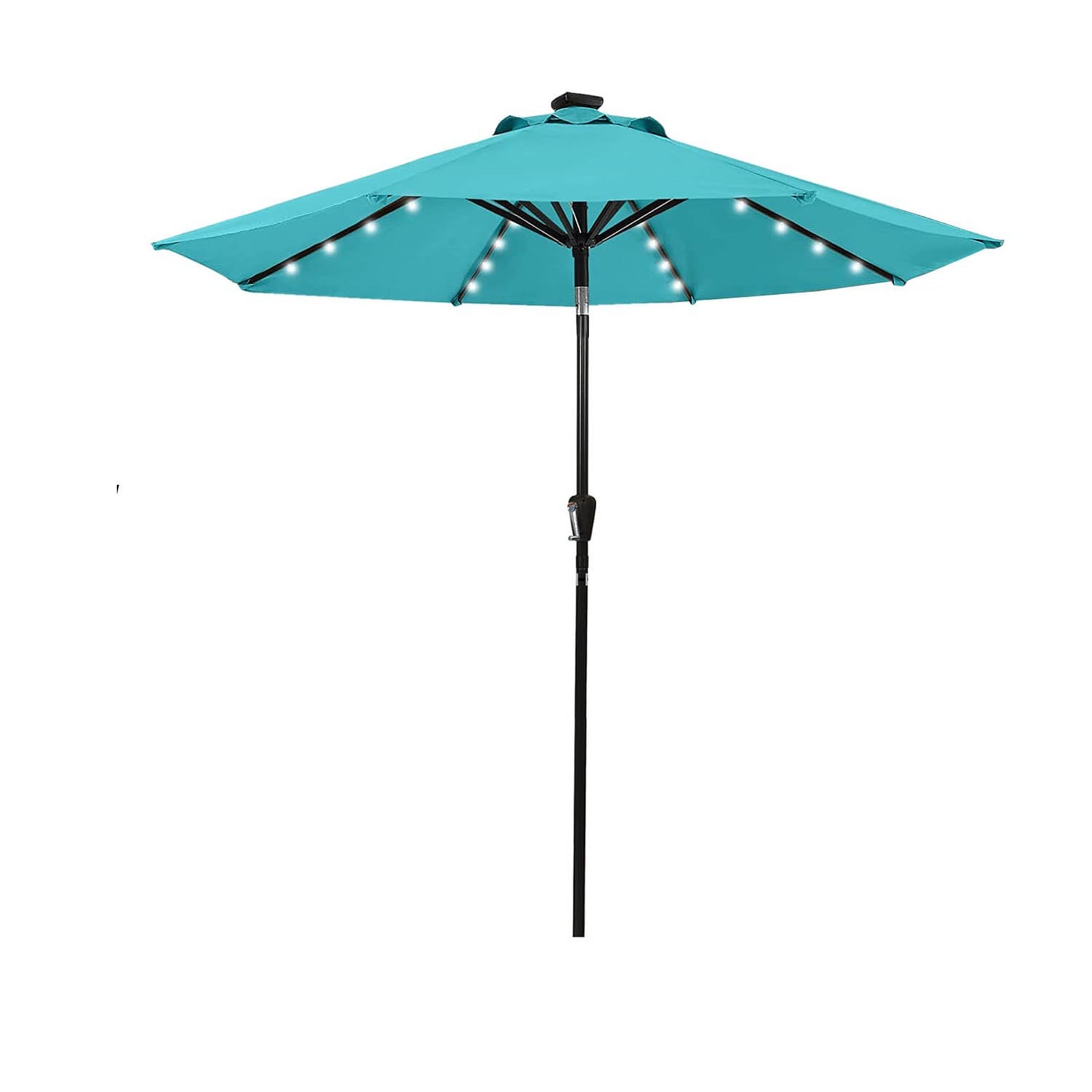 Forclover ALW15-52BU 10-ft Blue Solar Powered Push-button Tilt Market Patio Umbrella