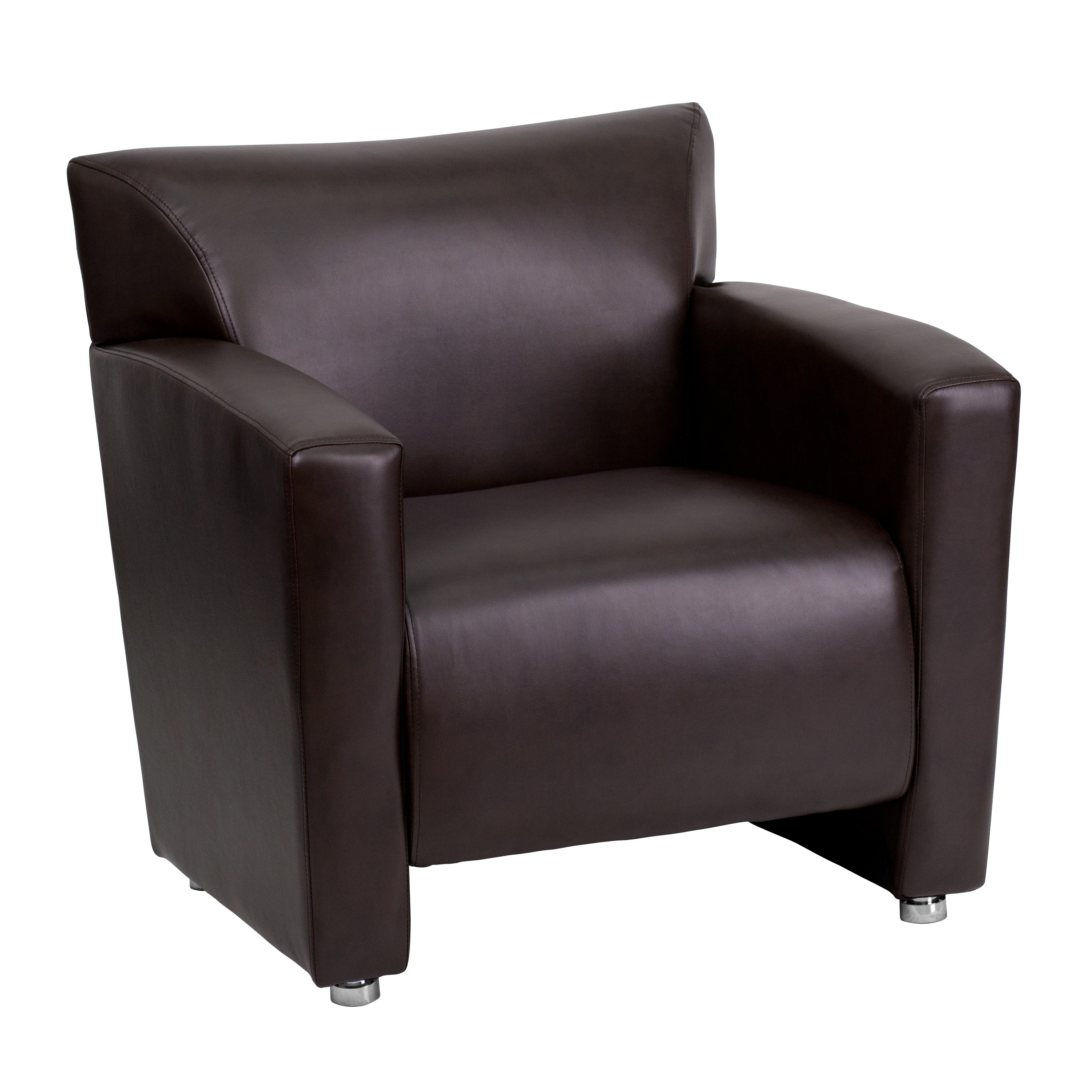 Emma + Oliver Brown LeatherSoft Chair with Extended Panel Arms