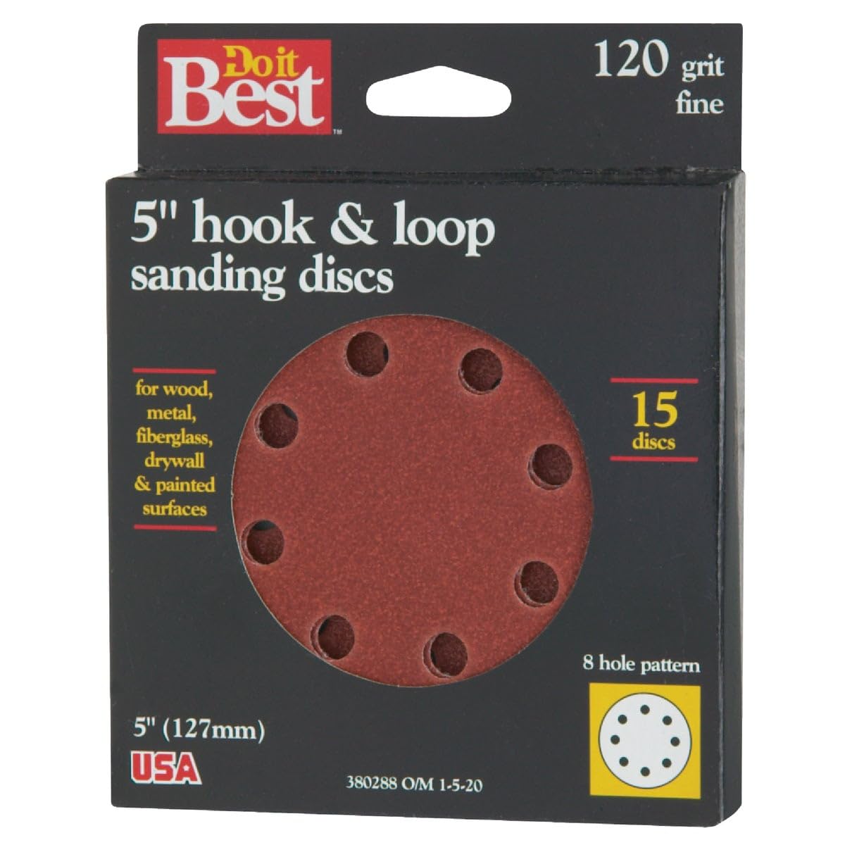 Ali Industries  380288 5 in. 120-Grit Hook-and-Loop Sanding Disc