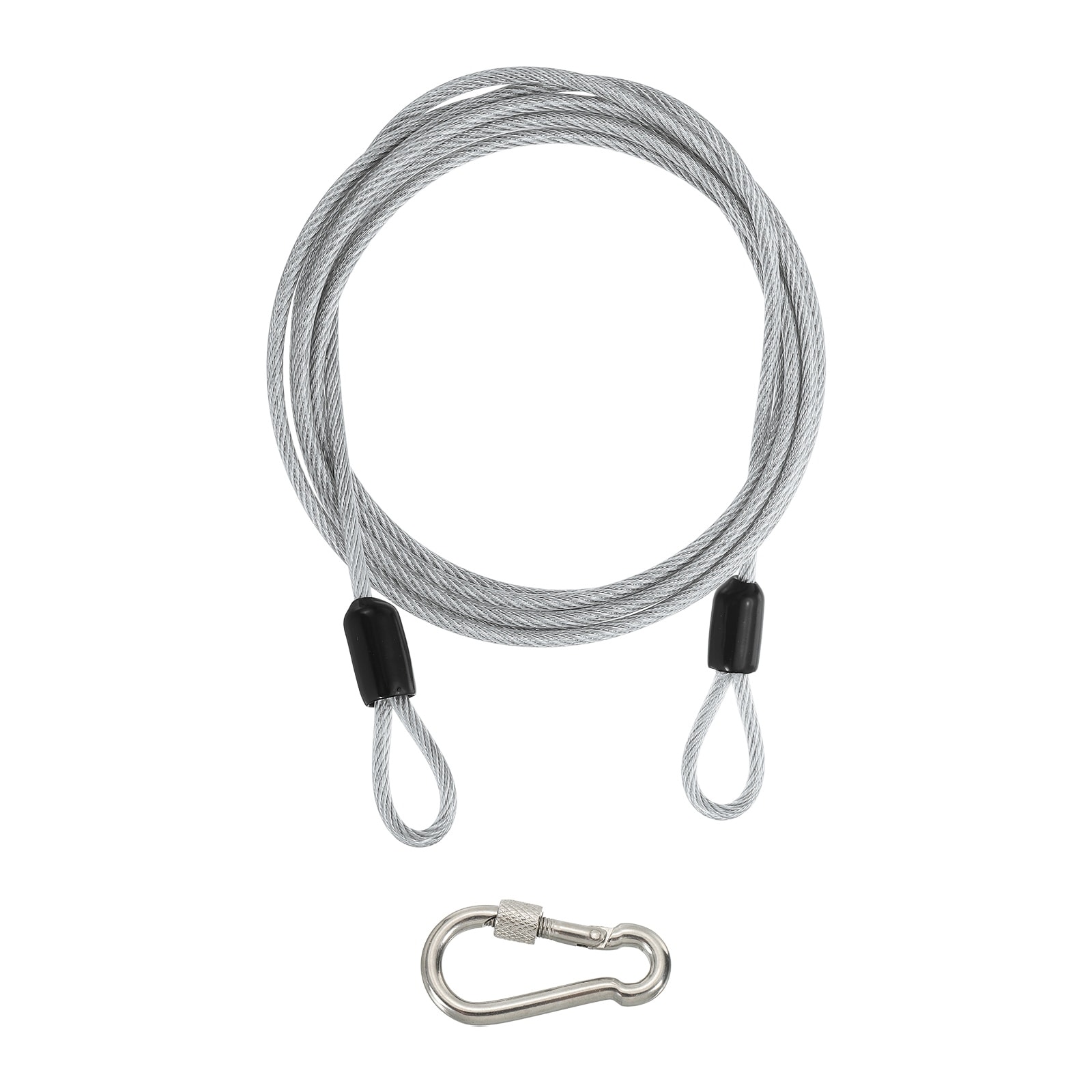 PATIKIL Security Cable 8 ft x 1/8 Inch (3mm) Braided Stainless Steel Coated Safety Wire Rope with Double Loop for Travel Luggage Bicycle Lock Cable Transparent