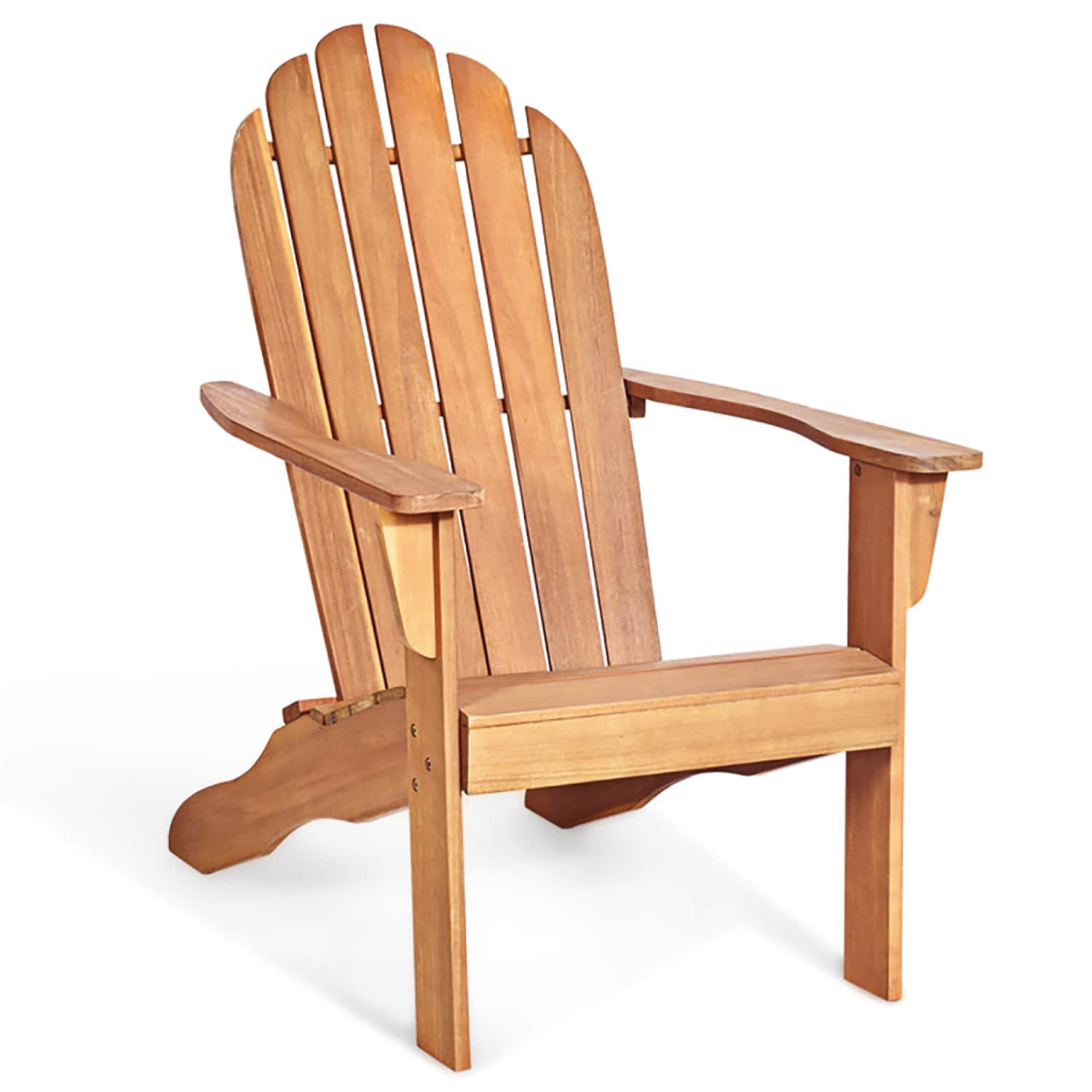 GZMR GM-EF-16833 Acacia Wood Outdoor Adirondack Chair Natural Wood Frame Stationary Adirondack Chair with Solid Seat