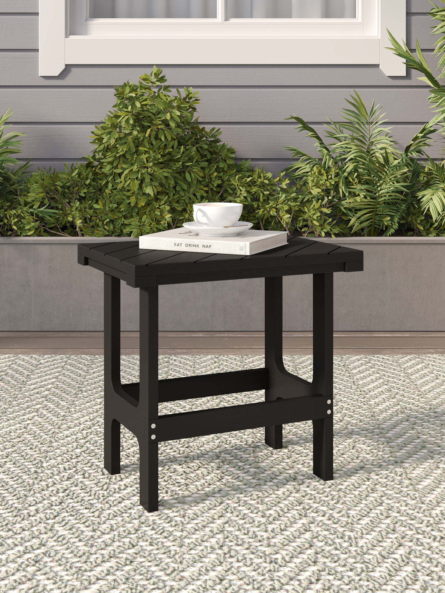 Crystal Harbor Collection - Adirondack Black Rectangle Outdoor End Table 13-in W x 18-in L