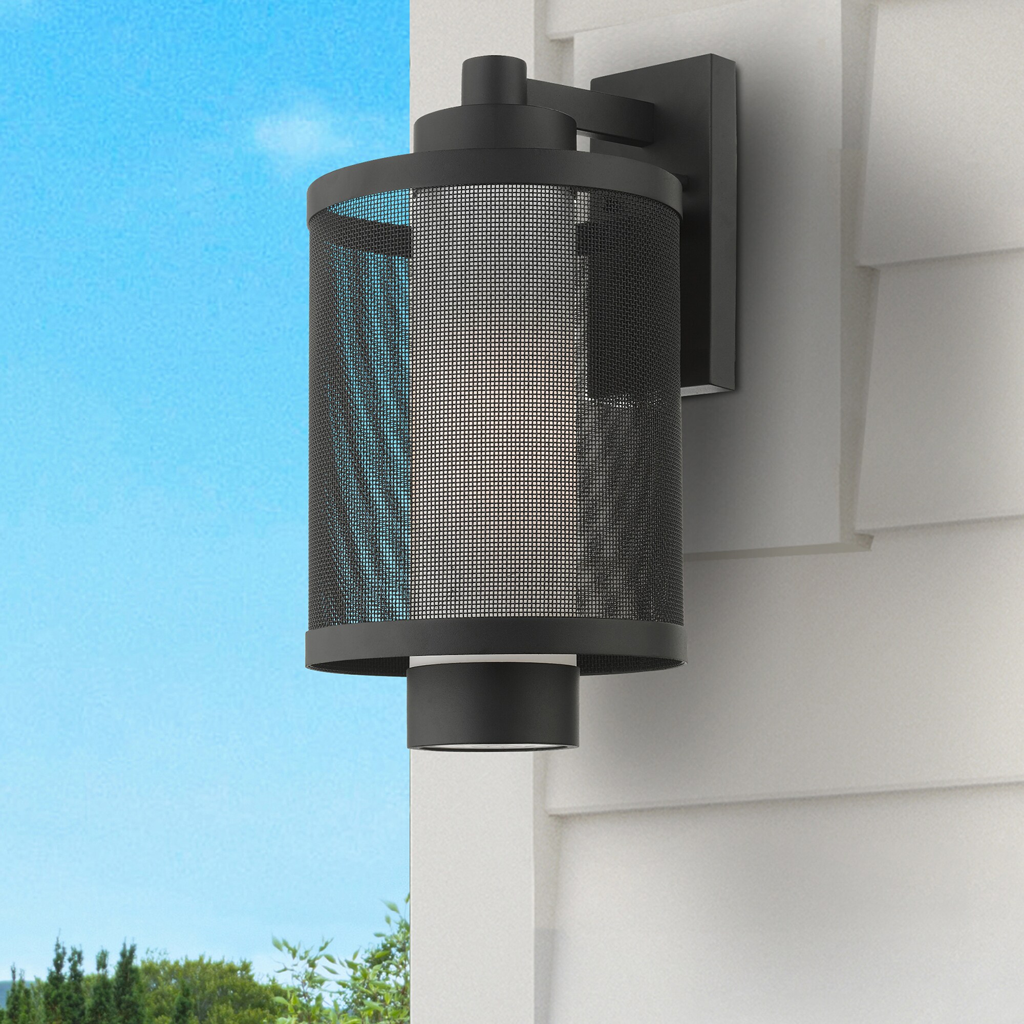 Nottingham Textured Black Stainless Steel Outdoor Wall Lantern