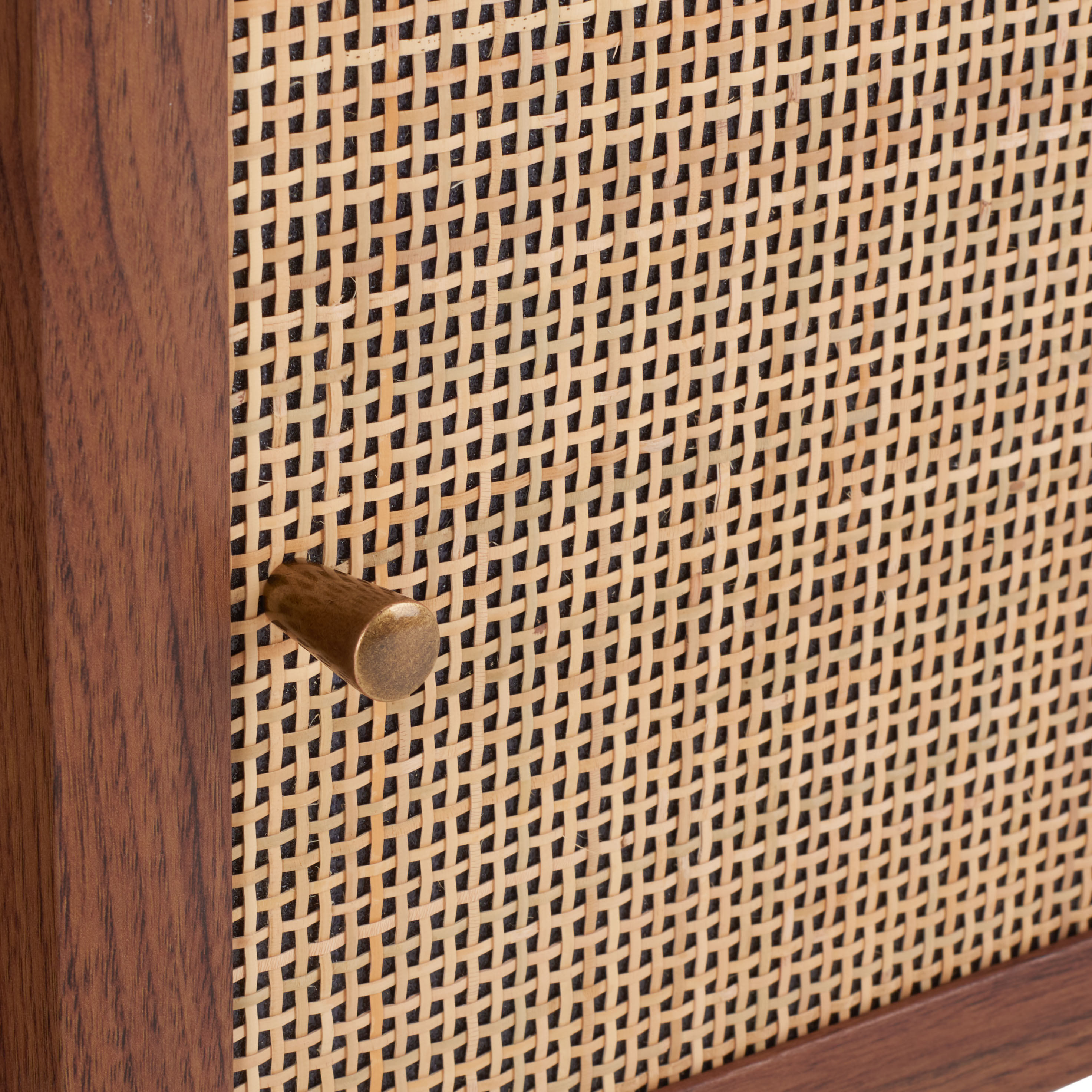 Silvanna Walnut and Natural Rattan 60" Media Cabinet