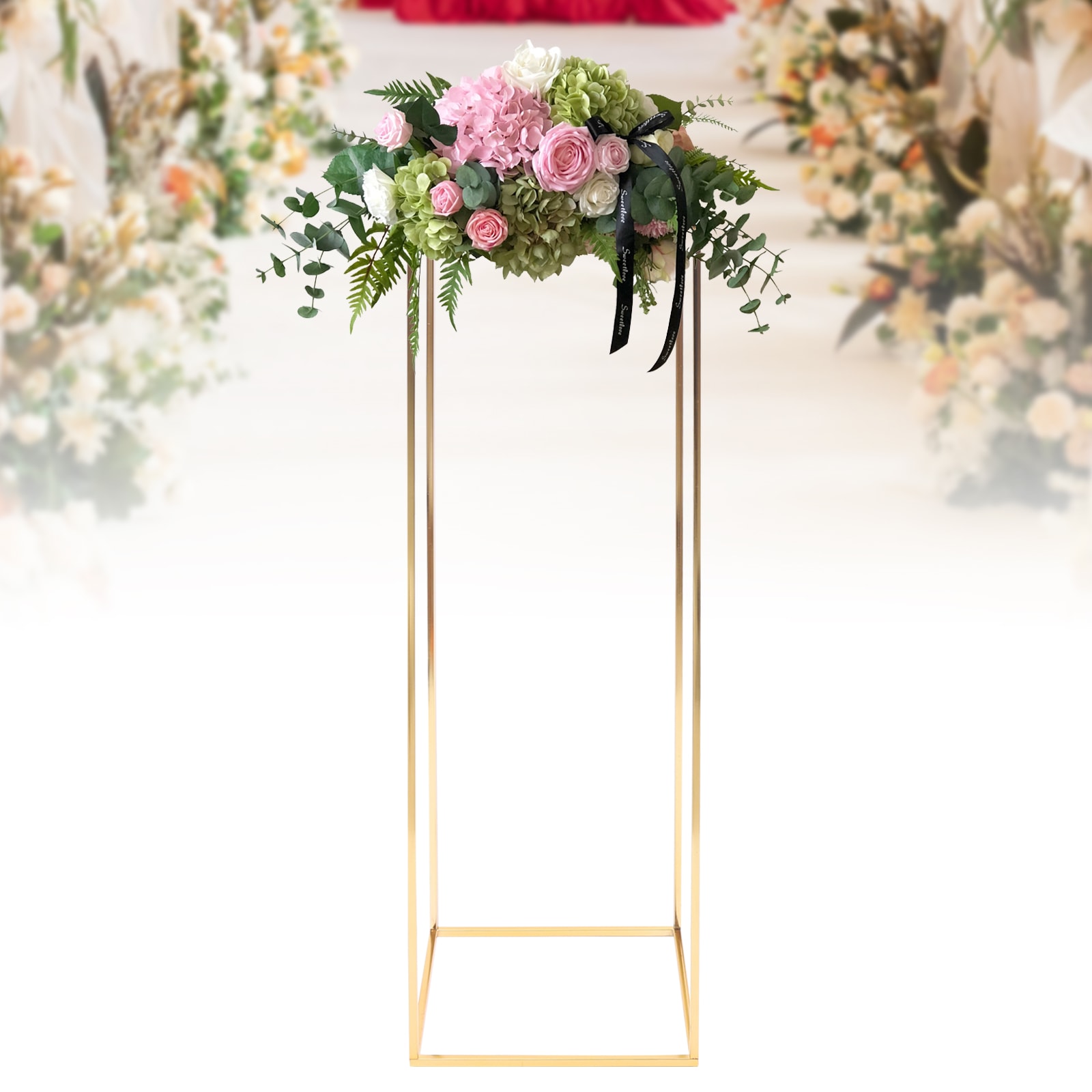 CNCEST HG-ZJ-8245 39.3-Inches H x 12.2-Inches W Gold Metal Column without Panel Indoor/Outdoor Rectangular Steel Plant Stand