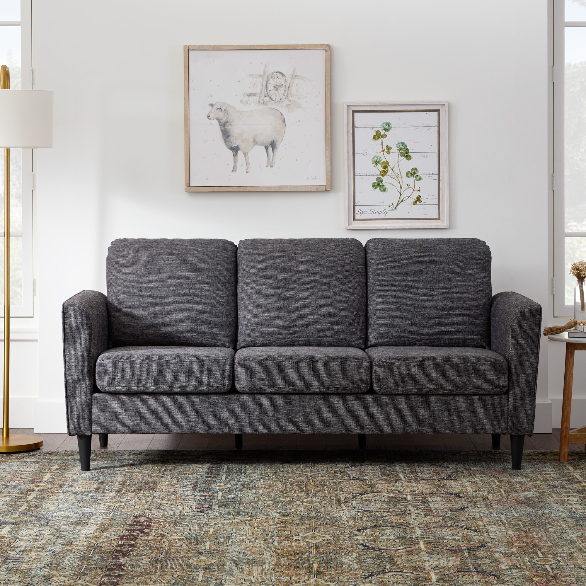 Brookside Clara 72 83 In Modern Charcoal Polyester Blend 3 Seater Sofa The Couches Sofas Loveseats Department At Lowes Com