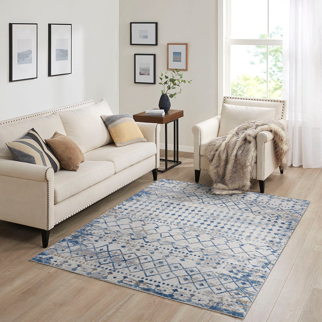 LOVMOR SF-H-B03597953 Turkish Global Blue Cream Area Rug Machine Woven Medium Soft Pile High Traffic