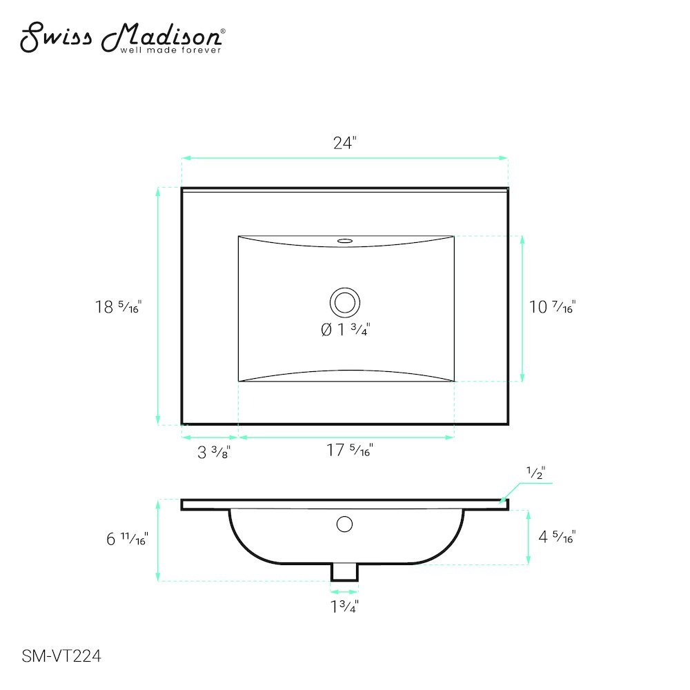 Swiss Madison SM-5-VT224 Vanity-Tops - View #5