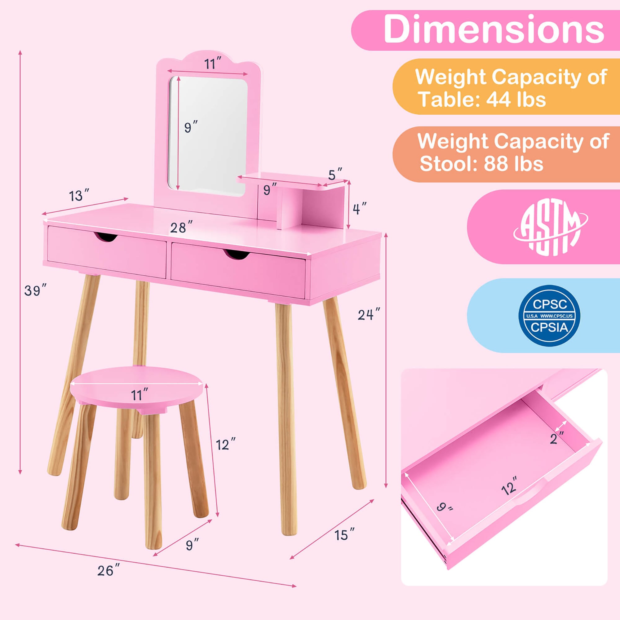 Costway HCST02740 Bedroom-Vanities - View #2