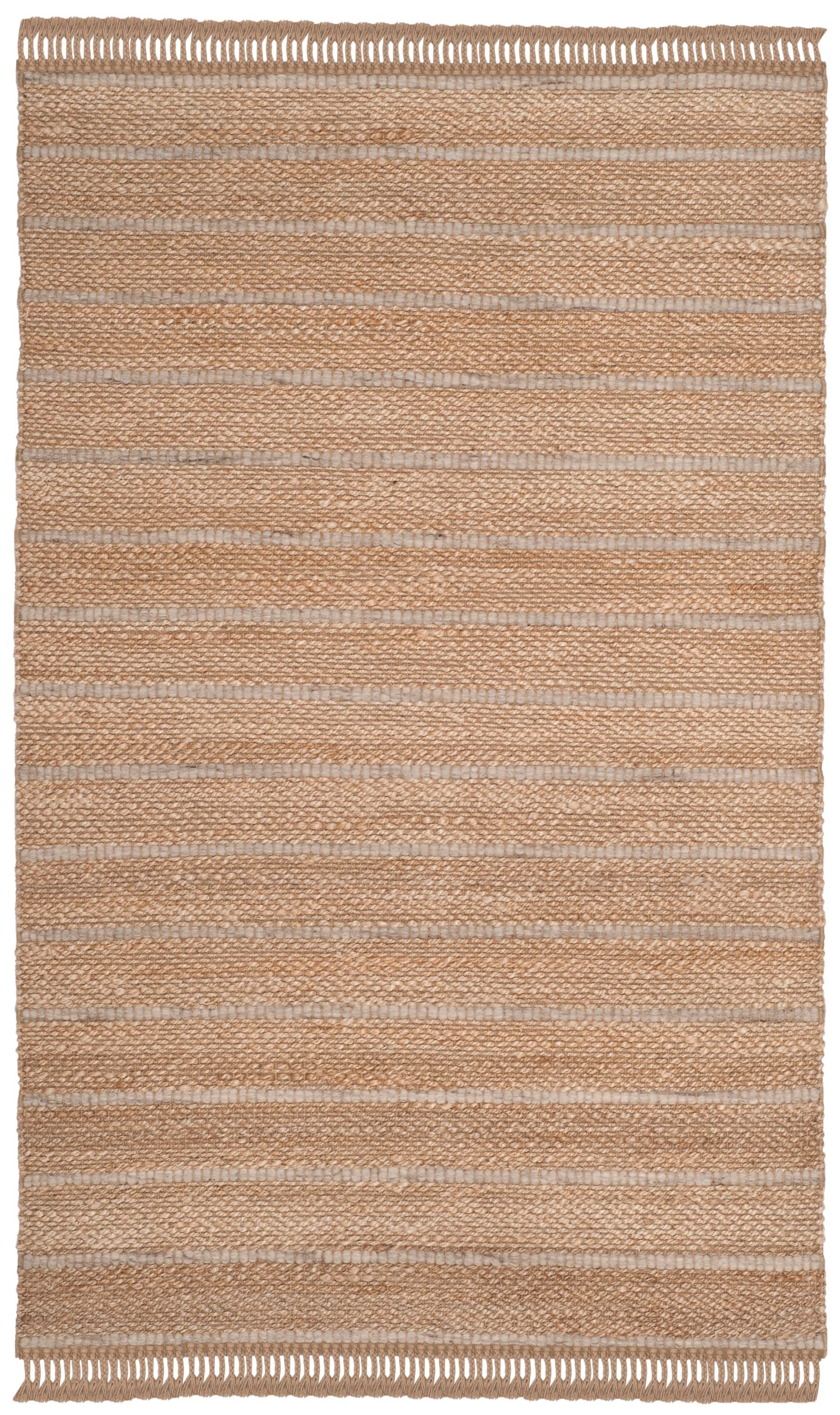 Safavieh NF550A-5 Natural Fiber Maldives 5 x 8 (ft) Synthetic Natural/Gray Rectangular Indoor Stripe Coastal Area rug