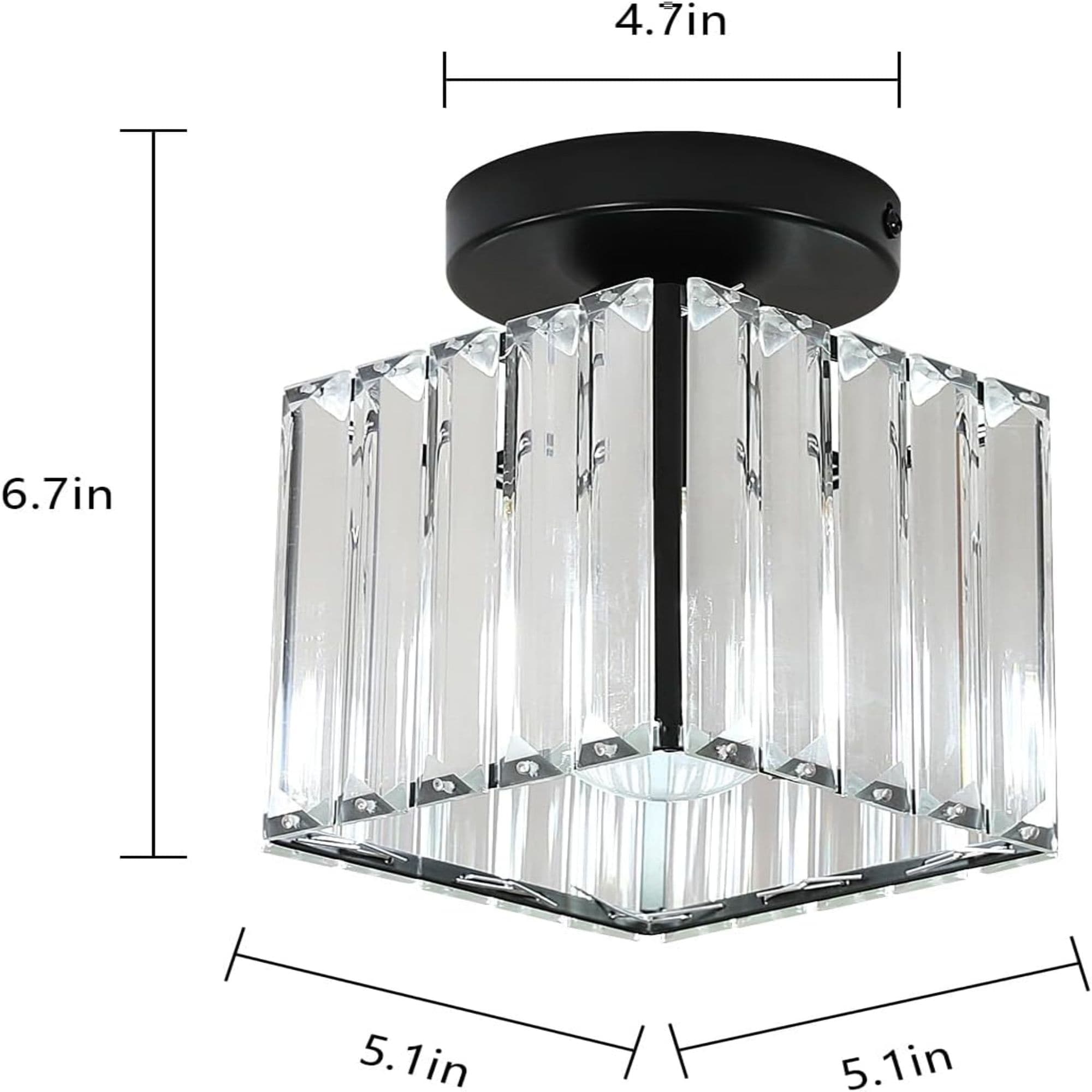 LTMATE LSB000009 JAZAVA 1 -Light 5.1-in Matte Black Semi Flush Mount Light