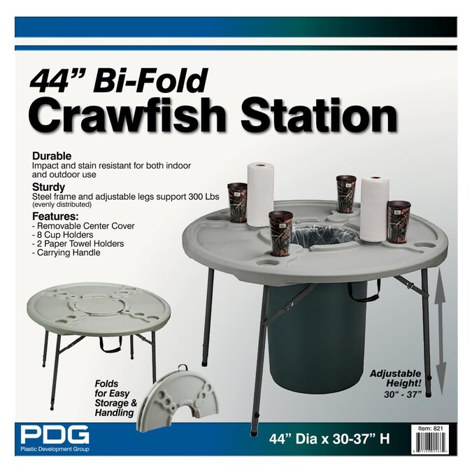 Pdg Crawfish Table Round Outdoor Dining 45 In W X 28 L With Umbrella Hole The Patio Tables Department At Com - Round Plastic Patio Table With Removable Legs