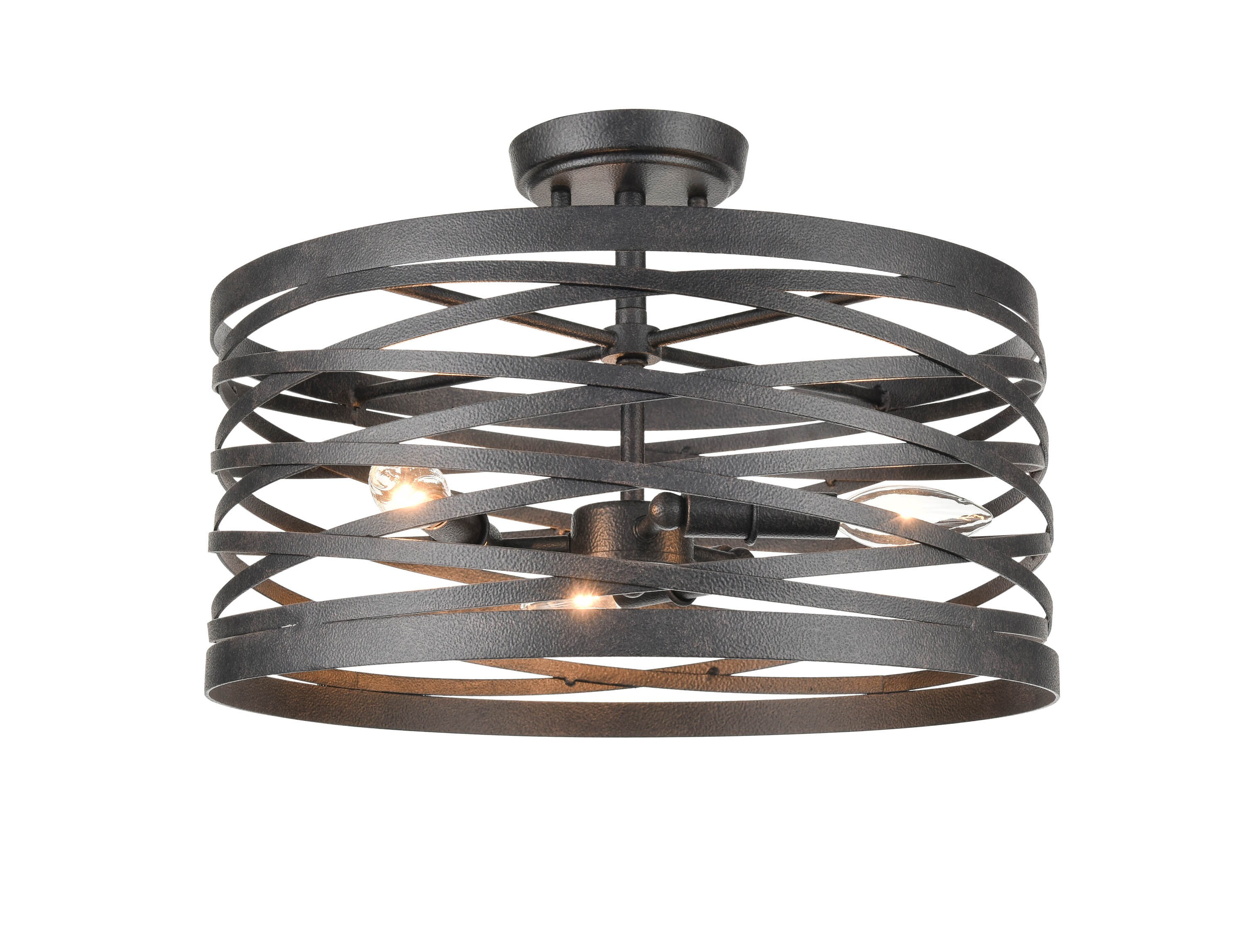 929 Lighting 170033-WI 929 Flush Mount Lighting 3-Light Weathered Iron Flush Mount Light ENERGY STAR