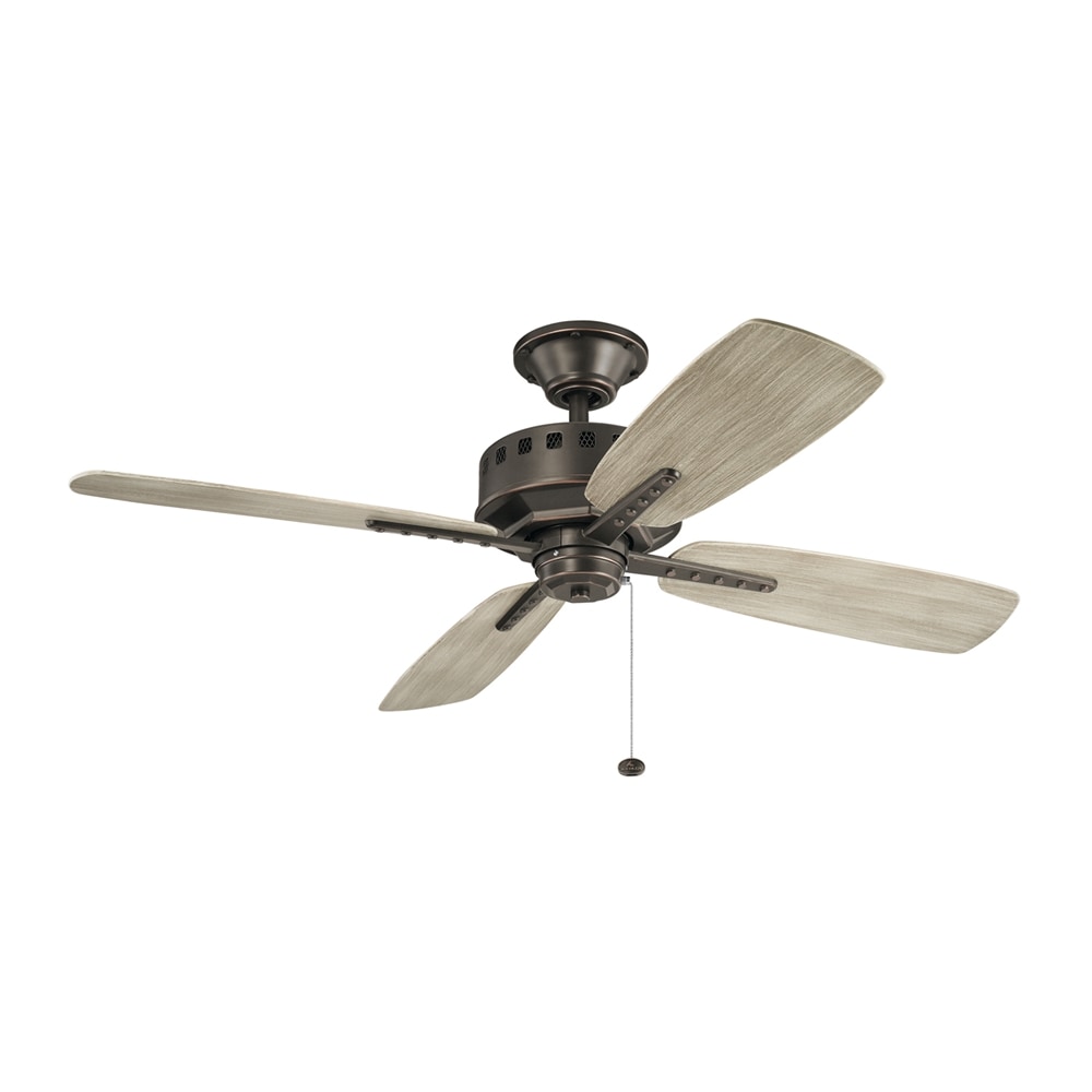 Kichler 310152OZ Eads 52-in Outdoor Olde Bronze with Weathered Medium Oak Blades Ceiling Fan Without Light ( 4 -Blade )