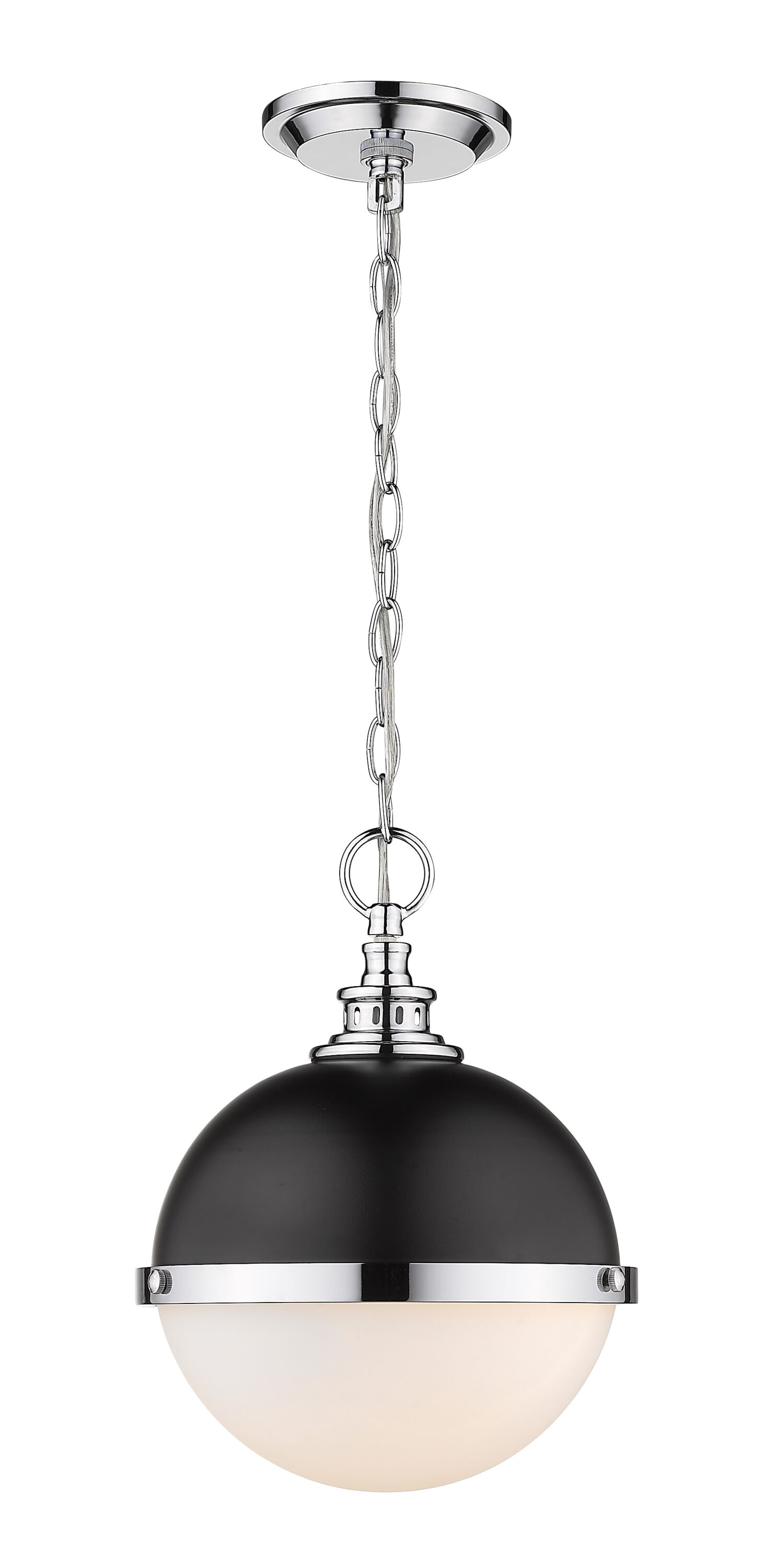 Peyton Matte Black and Chrome Mini Globe Pendant Light