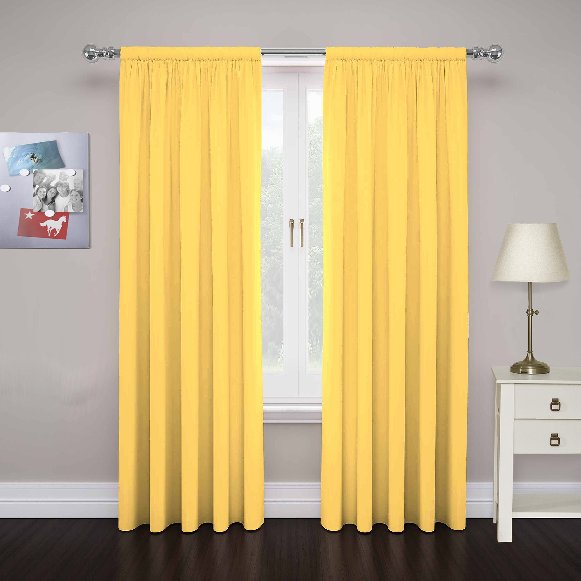 Eclipse 15110080X063MIM 63-Inches Mimosa Light filtering Rod pocket Curtain panel pair
