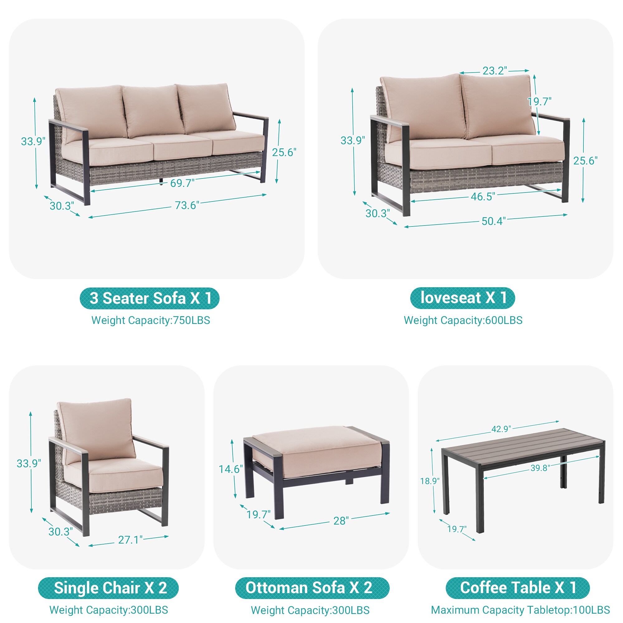 ACEGOSES LW-148HSD-S3T6 Patio-Conversation-Sets - View #3