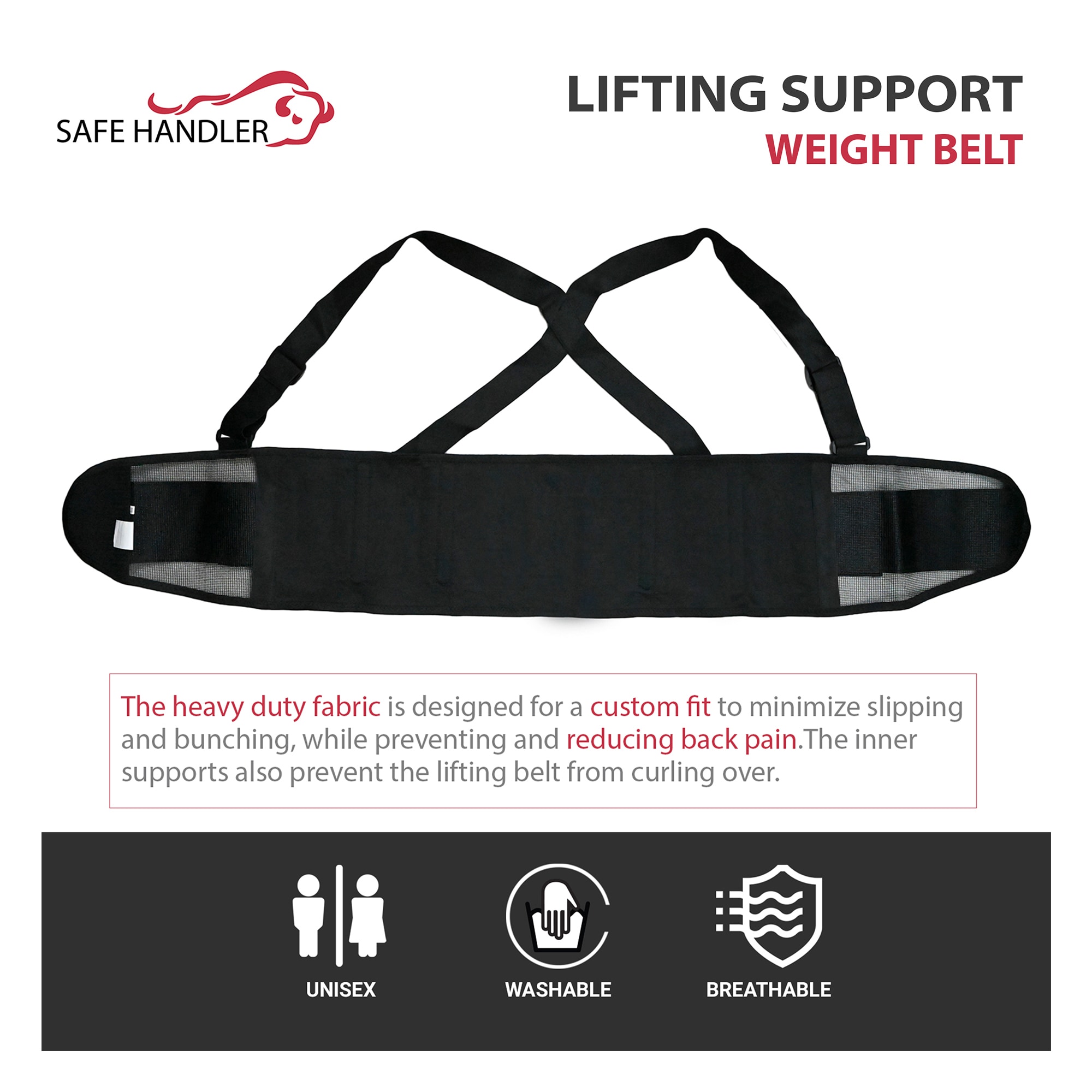Athletic Works Weight Lifting Belt L/XL Black Durable Nylon Back Support  Adjustable Great For Weightlifters, Wrestlers.
