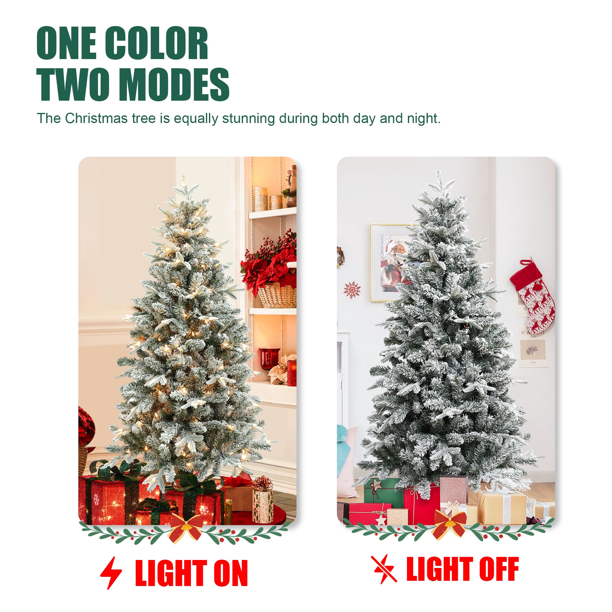 5ft White Flocked Fir Artificial Christmas Tree with LED Lights