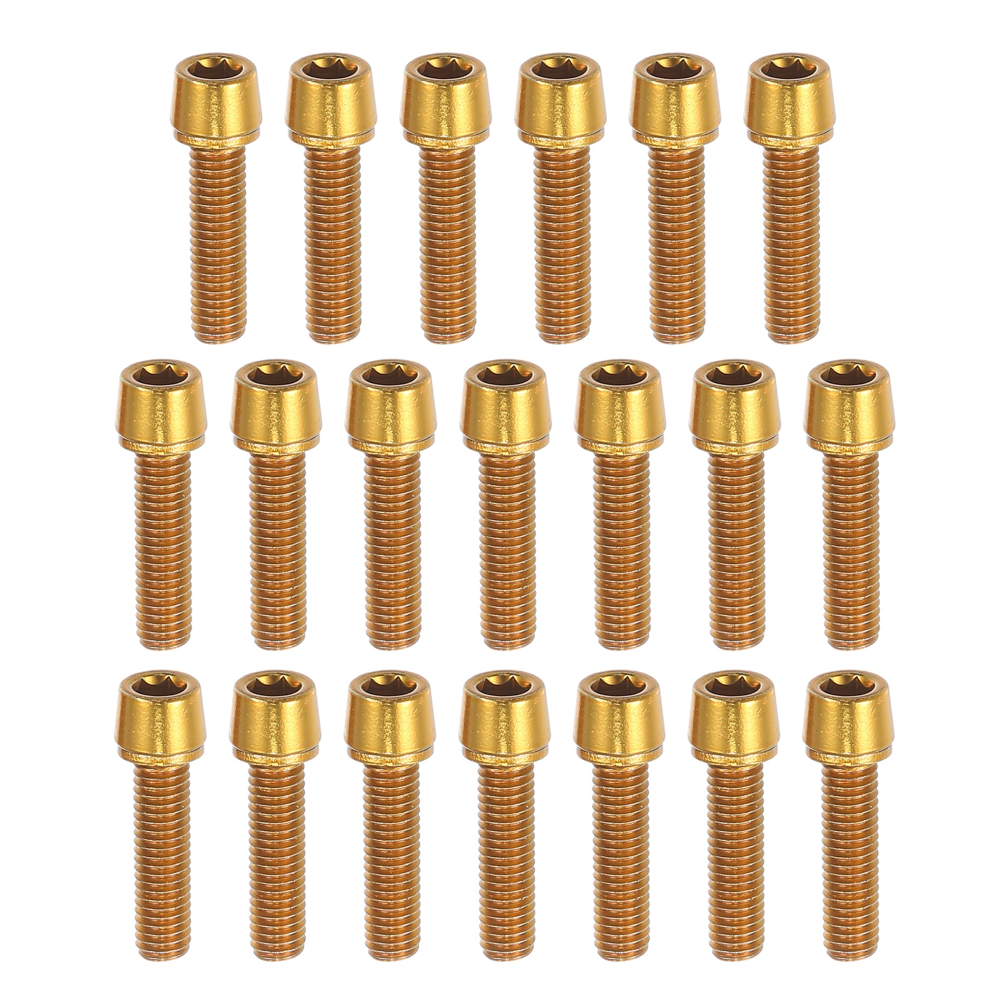 Unique Bargains Tapered Bolts Screws for MTB Bike Bicycle Stem Durable M5x20mm Socket Head Cap Bolts Screws Nuts Steel Gold Tone 20pcs