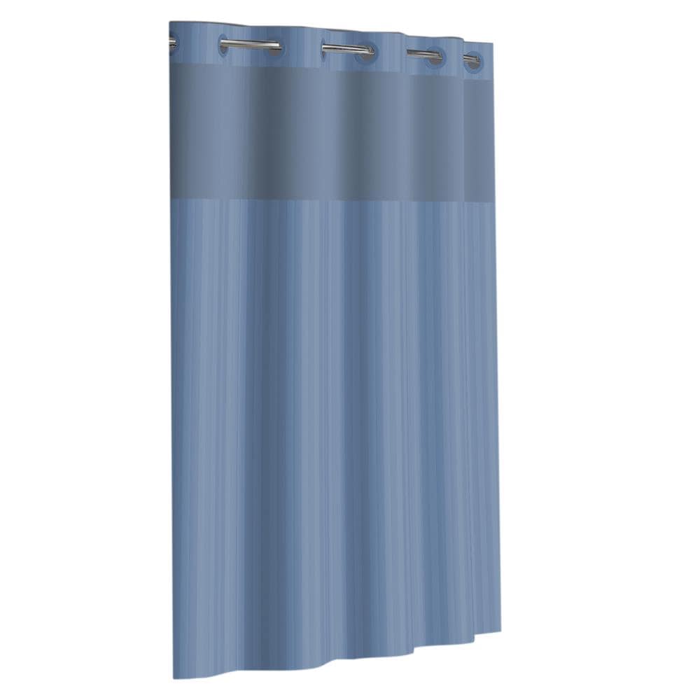 Hookless 71-in W x 74-in L Blue Solid Mildew Resistant Polyester Shower  Curtain in the Shower Curtains & Liners department at