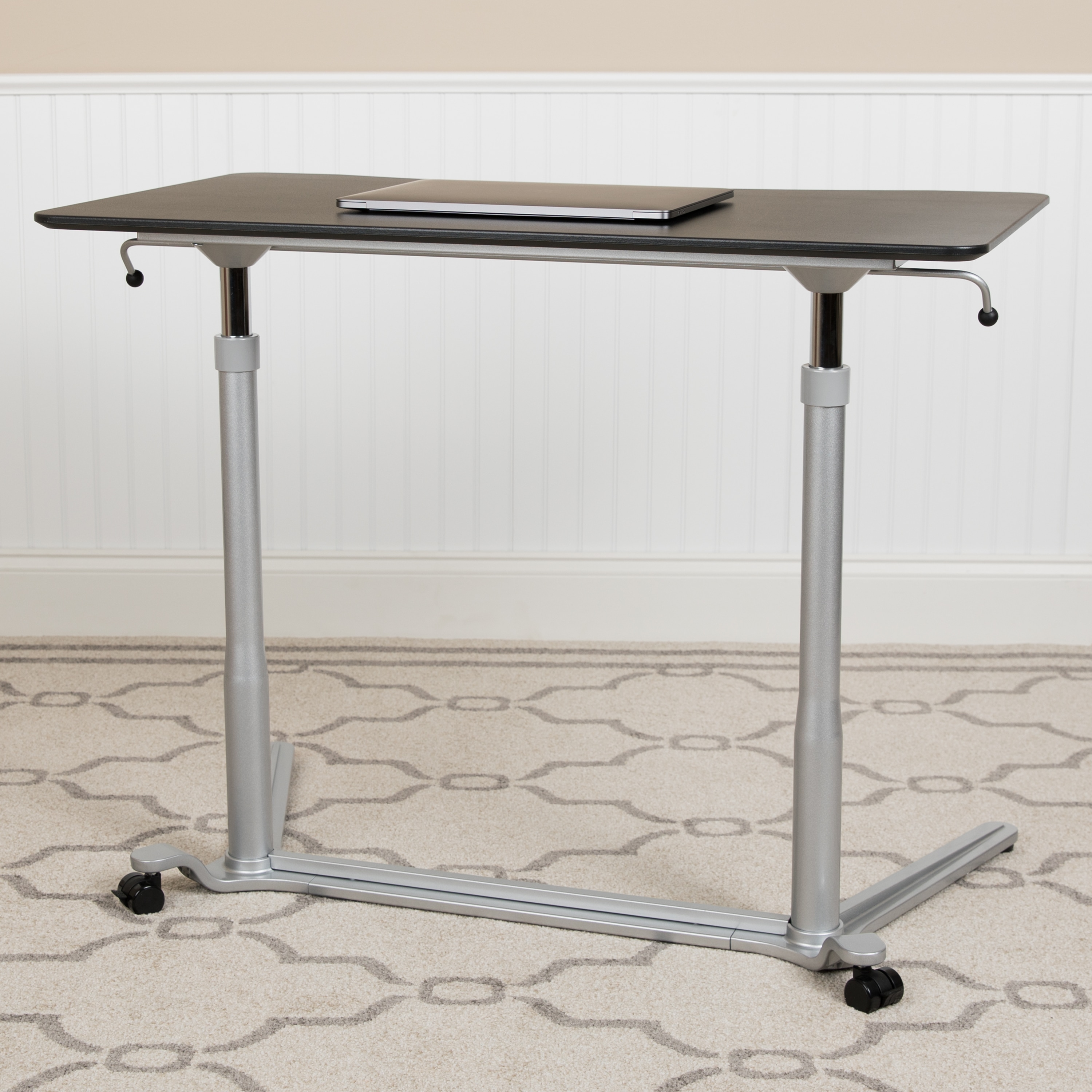 ErgoFlex Silver and Black Adjustable Height Mobile Standing Desk