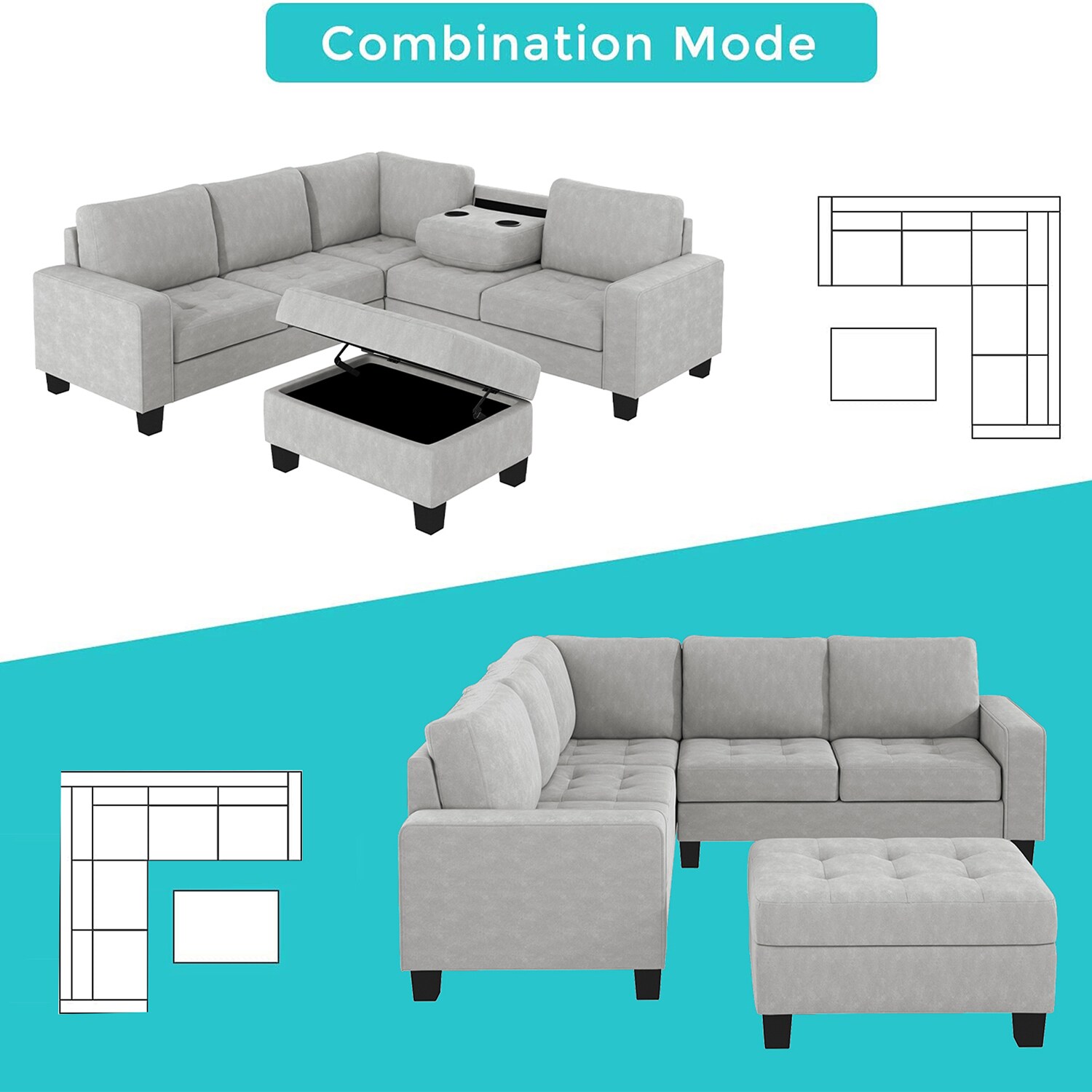 SINOFURN SYA370099GY Sofas-Loveseats - View #15