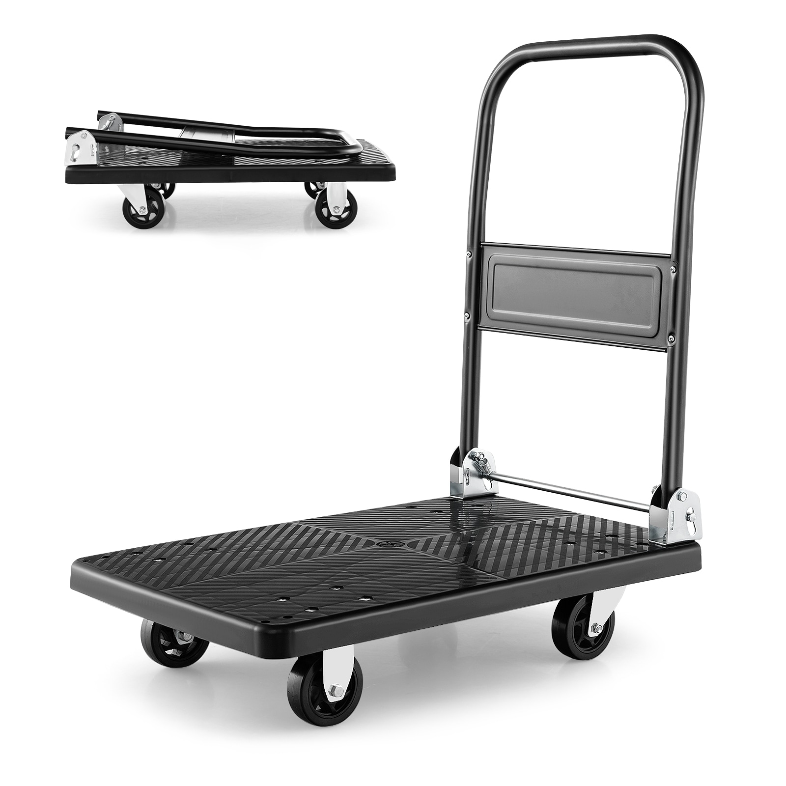 SUGIFT Folding Platform Push Cart Dolly with Swivel Wheels Moving Utility Cart with Non-Slip Loading Area