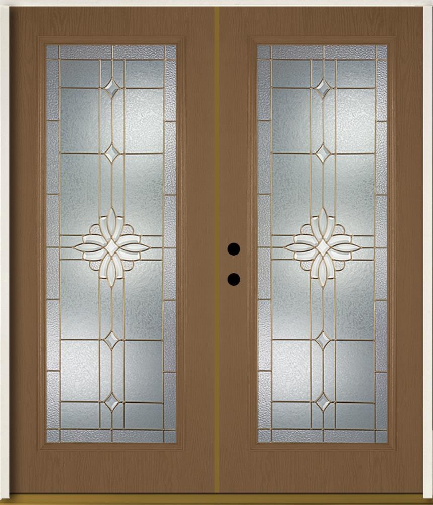 RELIABILT LO841799 Laurel 72-in x 80-in x Fiberglass Full lite Right-hand inswing Woodhaven Stained Prehung Double Front Door Insulating core