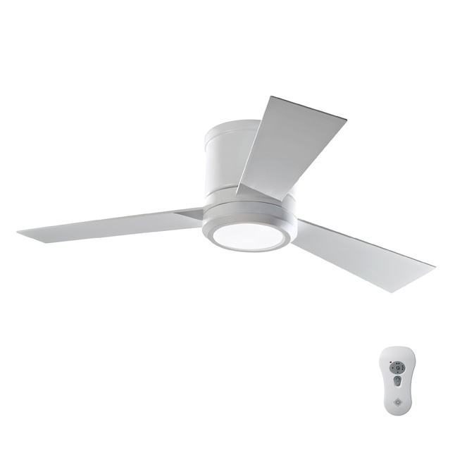 Monte Carlo Clarity 42 In Matte White Led Indoor Flush Mount Ceiling Fan With Light Remote 3 Blade The Fans Department At Com - 42 Flush Mount White Ceiling Fan With Light