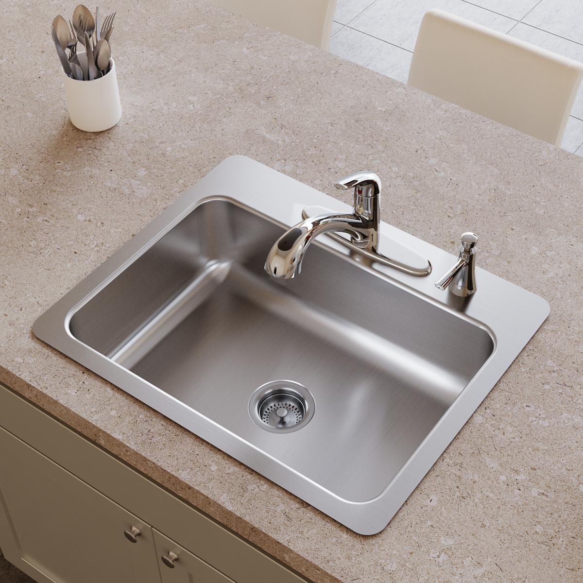 Dayton DSESR127222 Drop-in or undermount 27-in x 22-in Stainless steel Single bowl 2-Hole 18 -Gauge Kitchen Sink