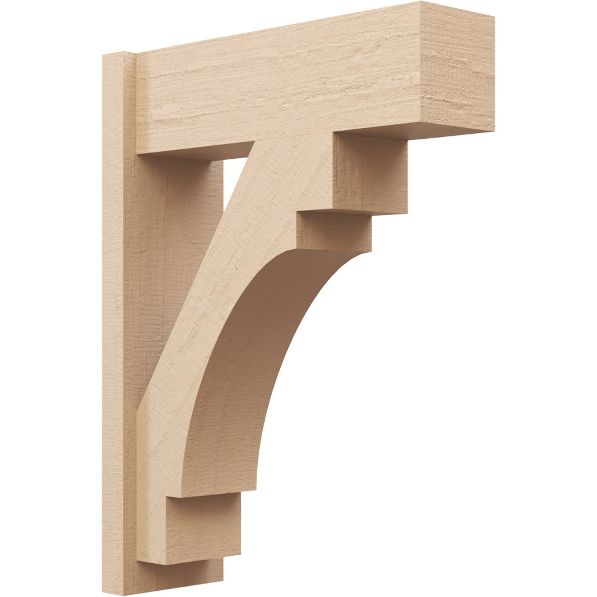 Ekena Millwork 2137080 Timberthane Rough Cedar Faux Wood Merced Block Outlooker 8-in W x 24-in D x 32-in H Primed Tan