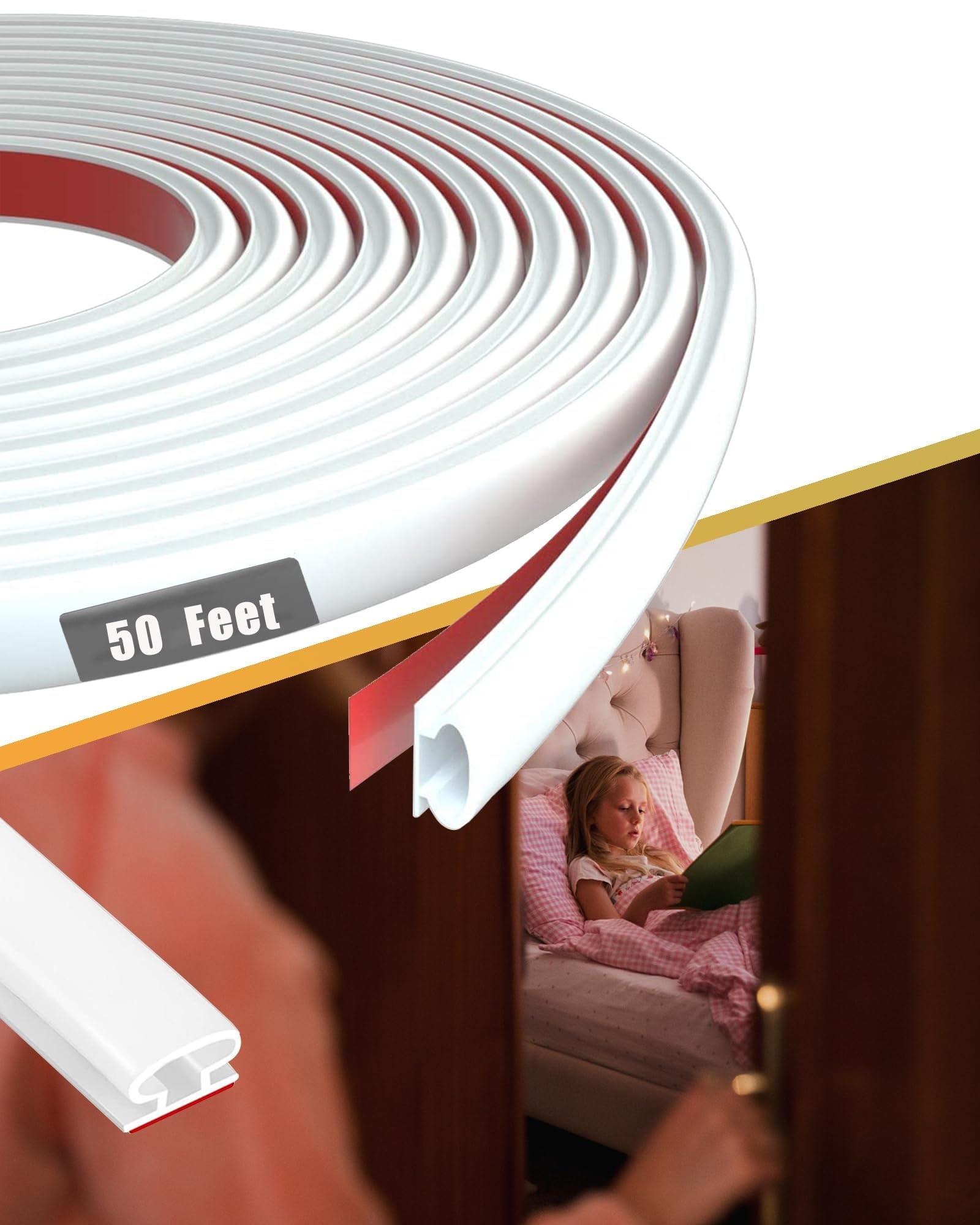 Aoibox  50 ft Self Adhesive Rubber Weather Stripping for Doors and Windows Seals Gaps 1 10 in to 11 50 in 0 39