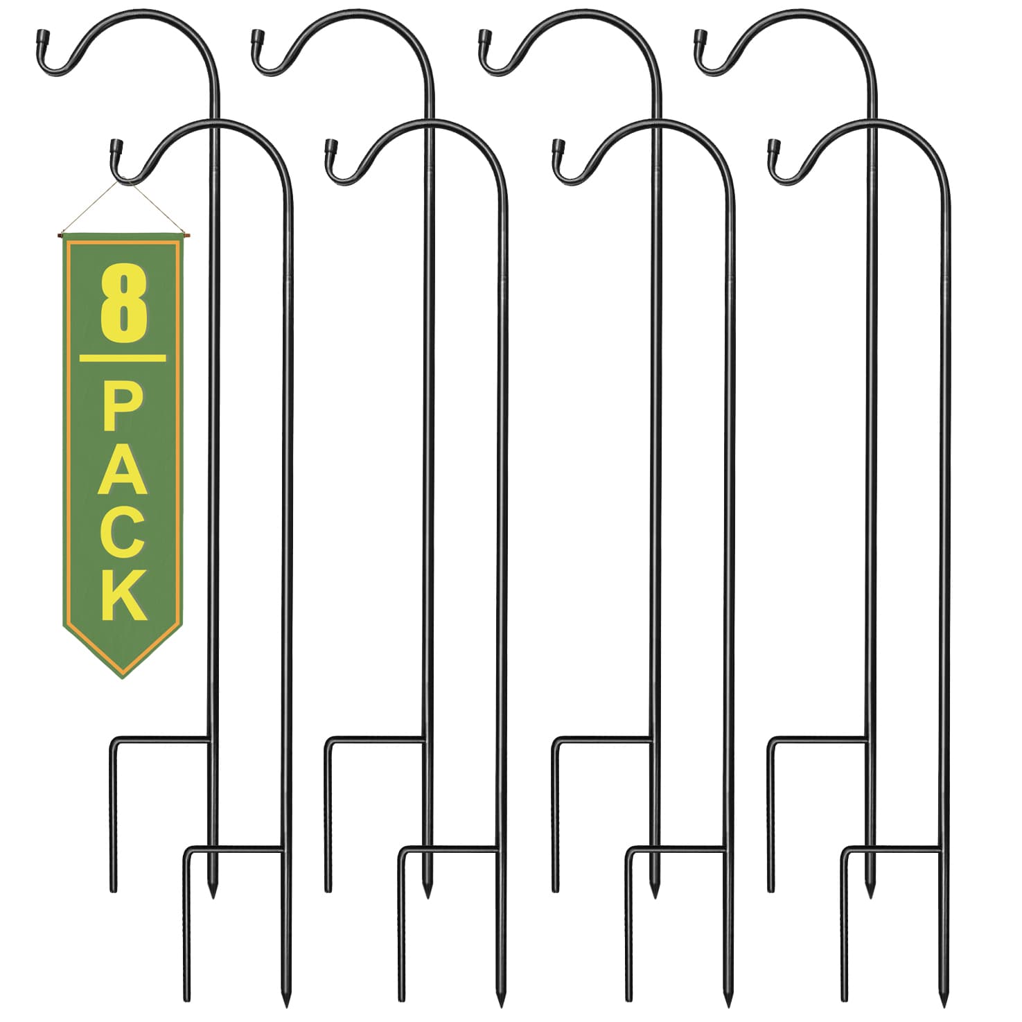 SORBUS -  Set of 8 Extendable Shepherds Hooks Garden Stakes for Plants Lanterns Flower Baskets an...