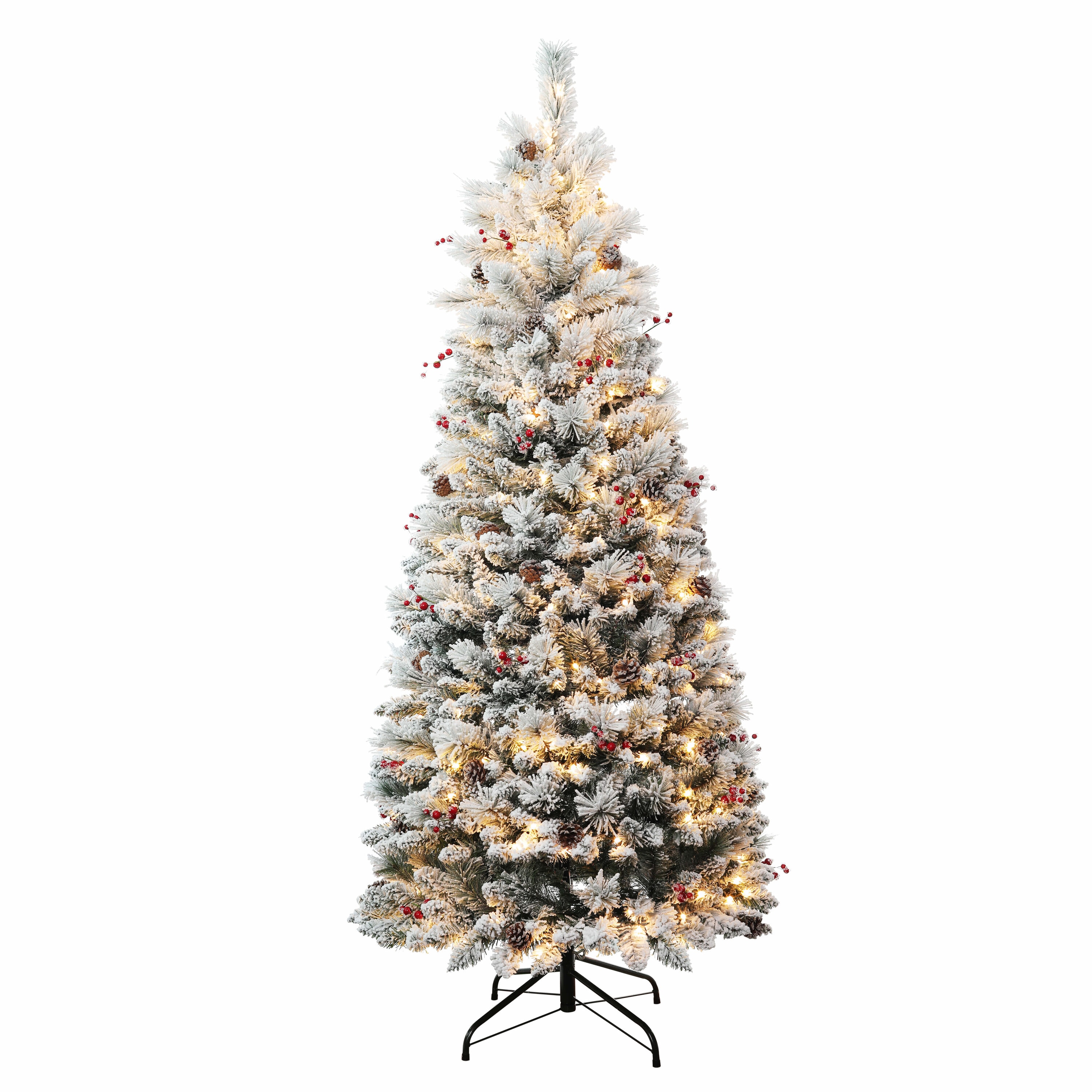 Haute Decor 6.5 Foot Newbury Easy Assemble Pull-Up Flocked Christmas Tree
