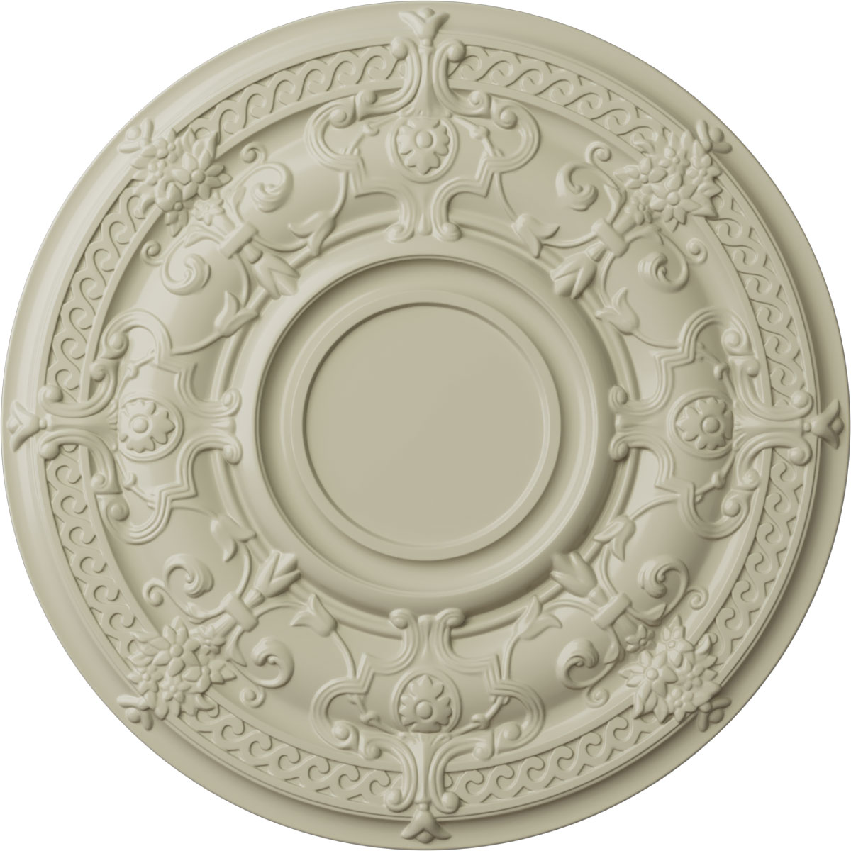 Ekena Millwork CM33DACYF Dauphine 33.875-in W x 33.875-in L Painted Clear Yellow Polyurethane Whole Ceiling Medallion