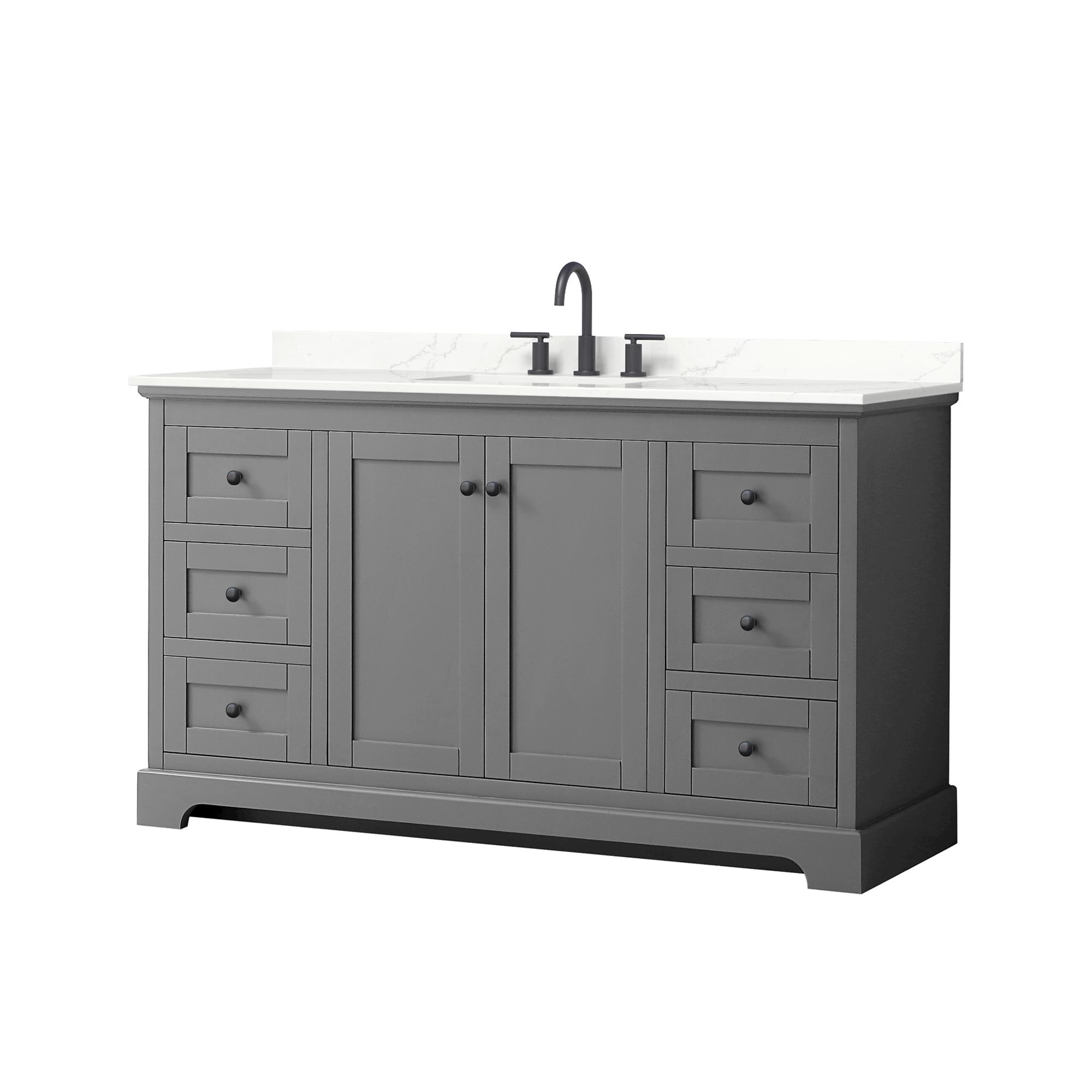 Wyndham Collection WCV232360SGBGTUS3MXX Avery 60-in Dark Gray Undermount Single Sink Bathroom Vanity with Giotto Quartz Top