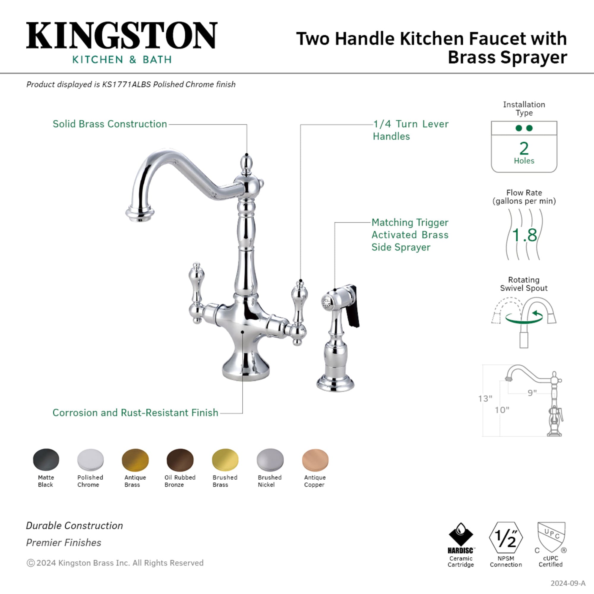 Kingston Brass WLKS177ALBSAC Kitchen-Faucets - View #3