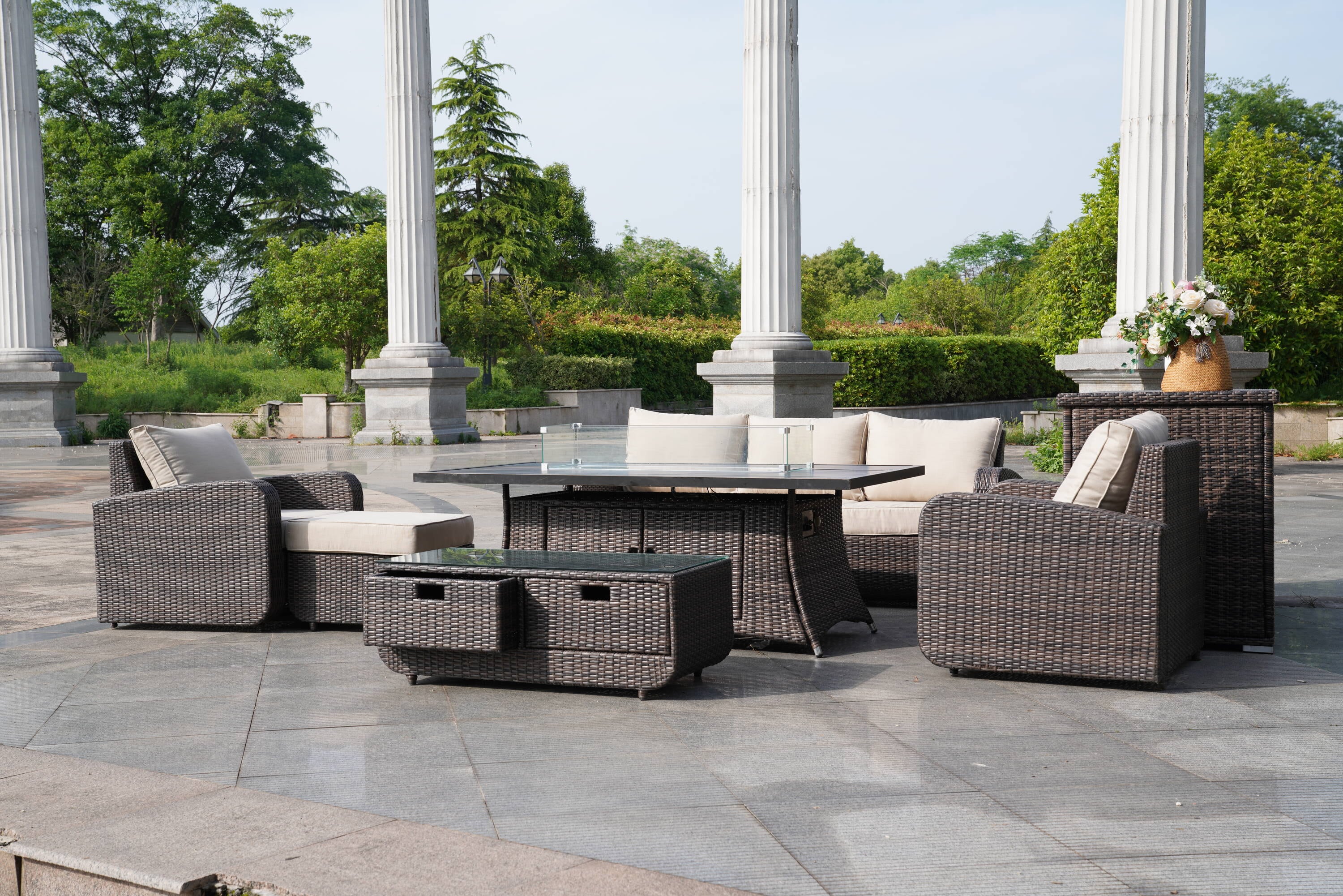 Direct Wicker DWG-06RA15&3256B-BR Patio-Dining-Sets - View #2