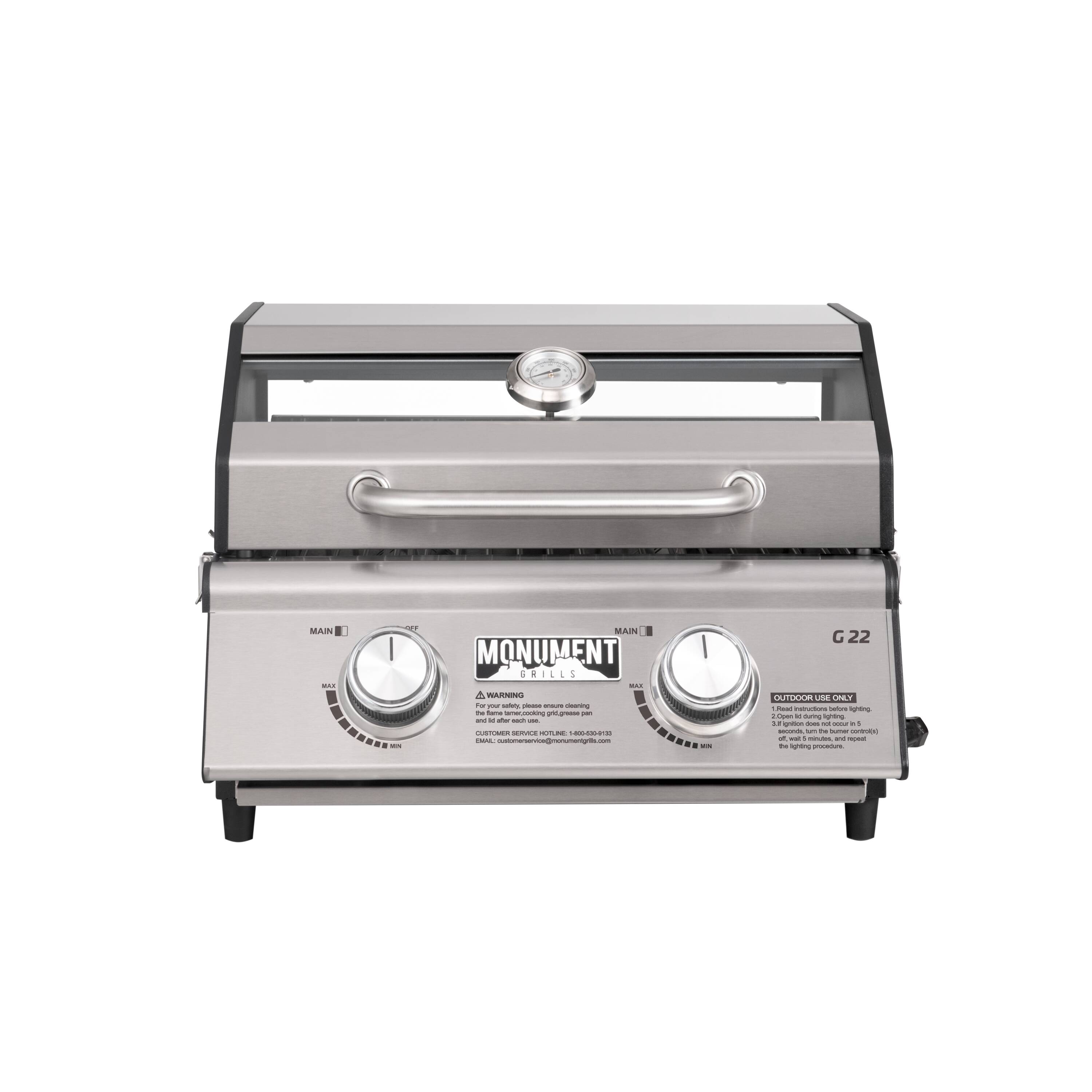 Monument G22 Clearview 200-Sq. in Stainless Steel Portable Liquid propane Grill