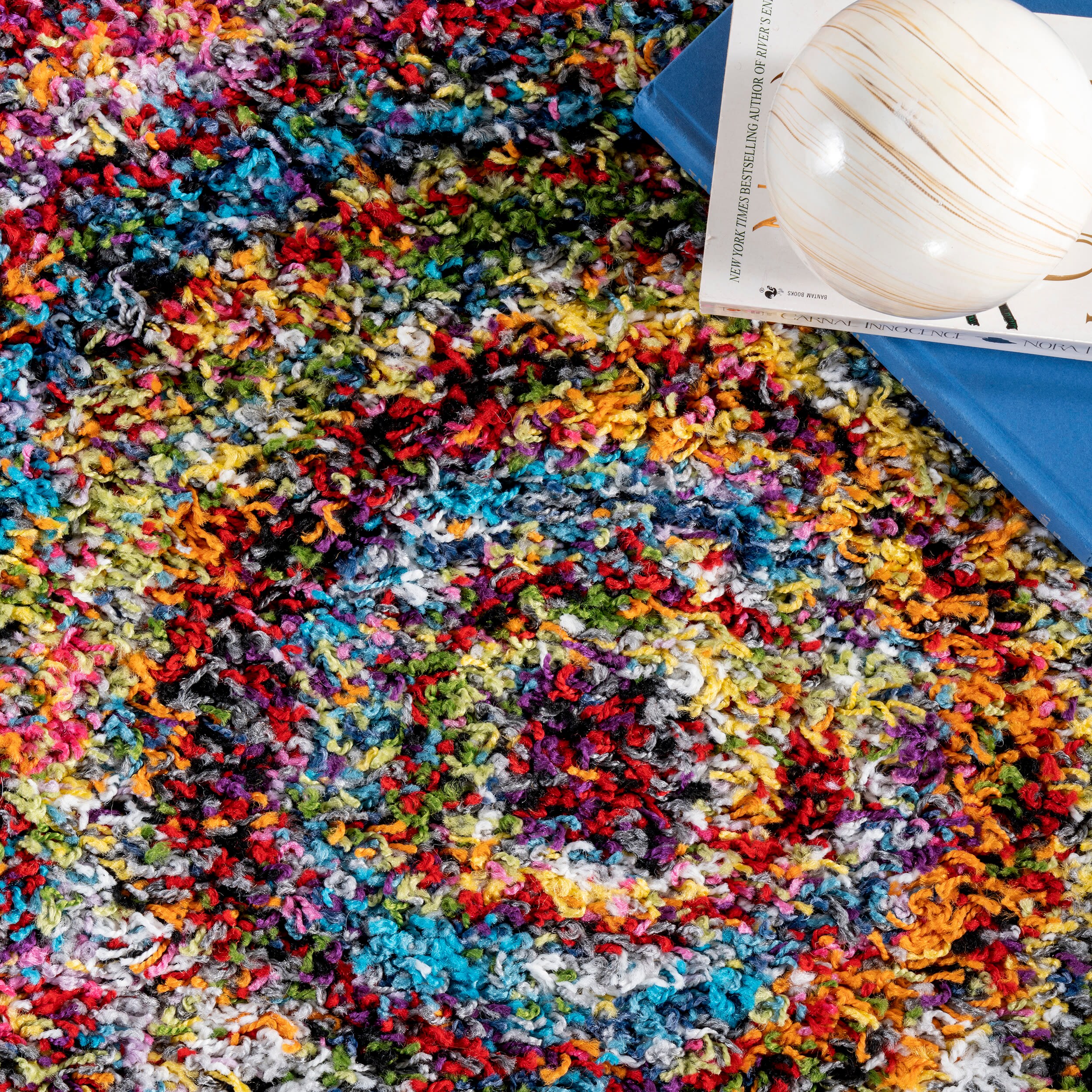 Multicolor Synthetic Shaggy Rectangular 4' x 6' Area Rug