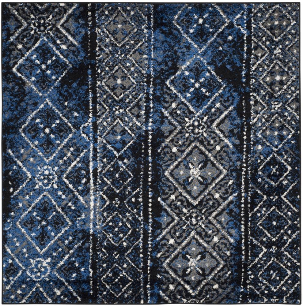Safavieh ADR111A-4SQ Adirondack Winston 4 x 4 (ft) Loomed Polypropylene Blue/Black Square Indoor Abstract Moroccan Area rug