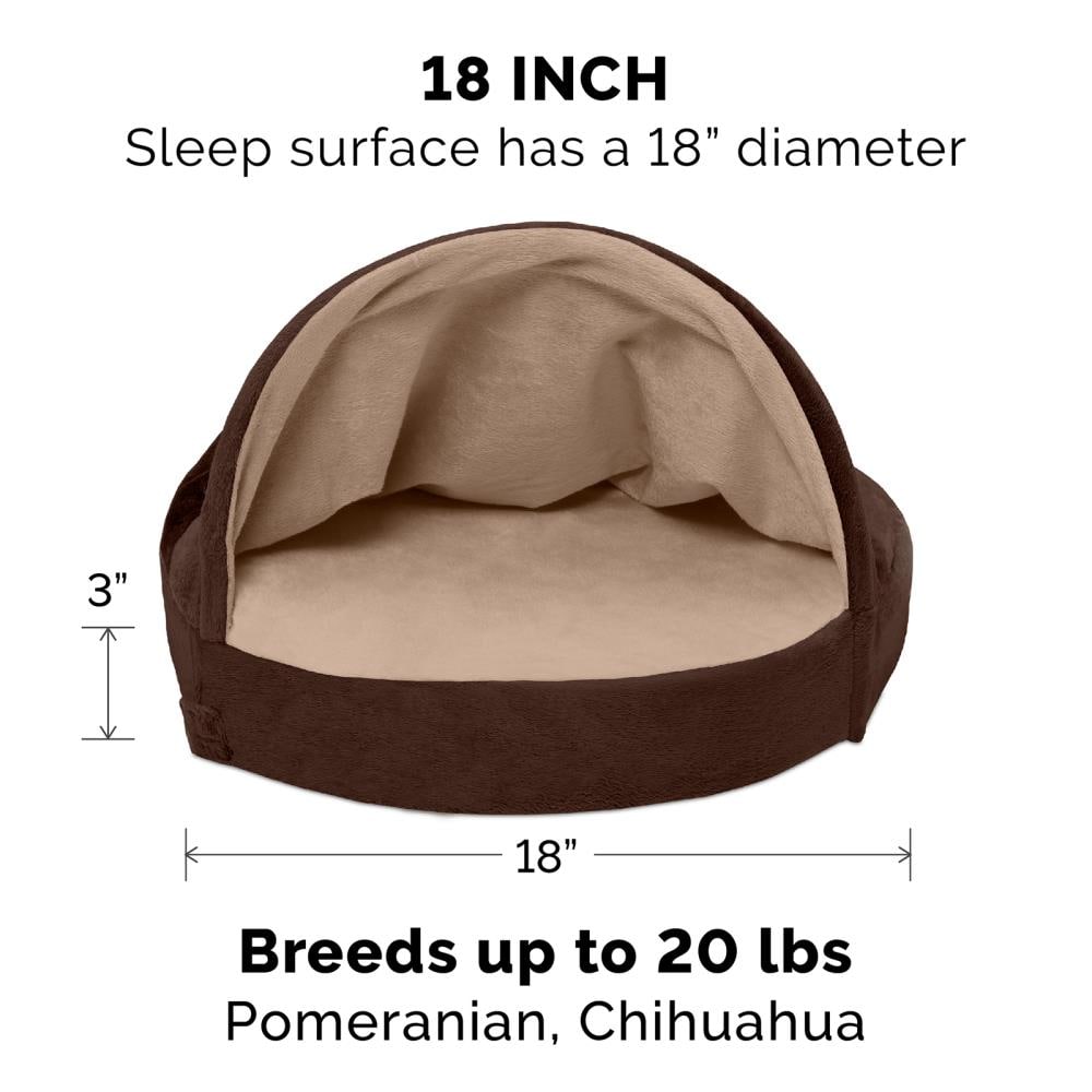 FurHaven Round Espresso Polyester Enclosed Dog Bed (Small) in the Pet ...