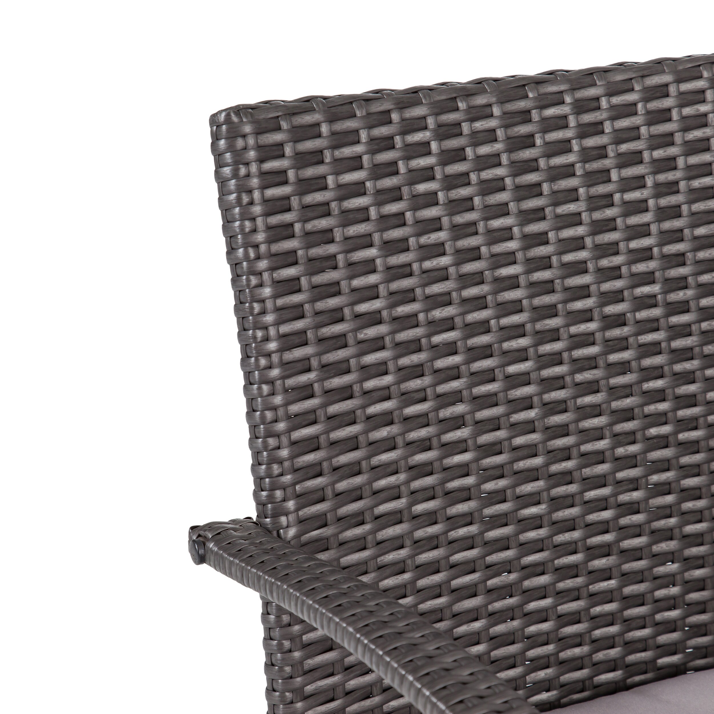 Gray Wicker Outdoor Dining Chair Set with Cushions