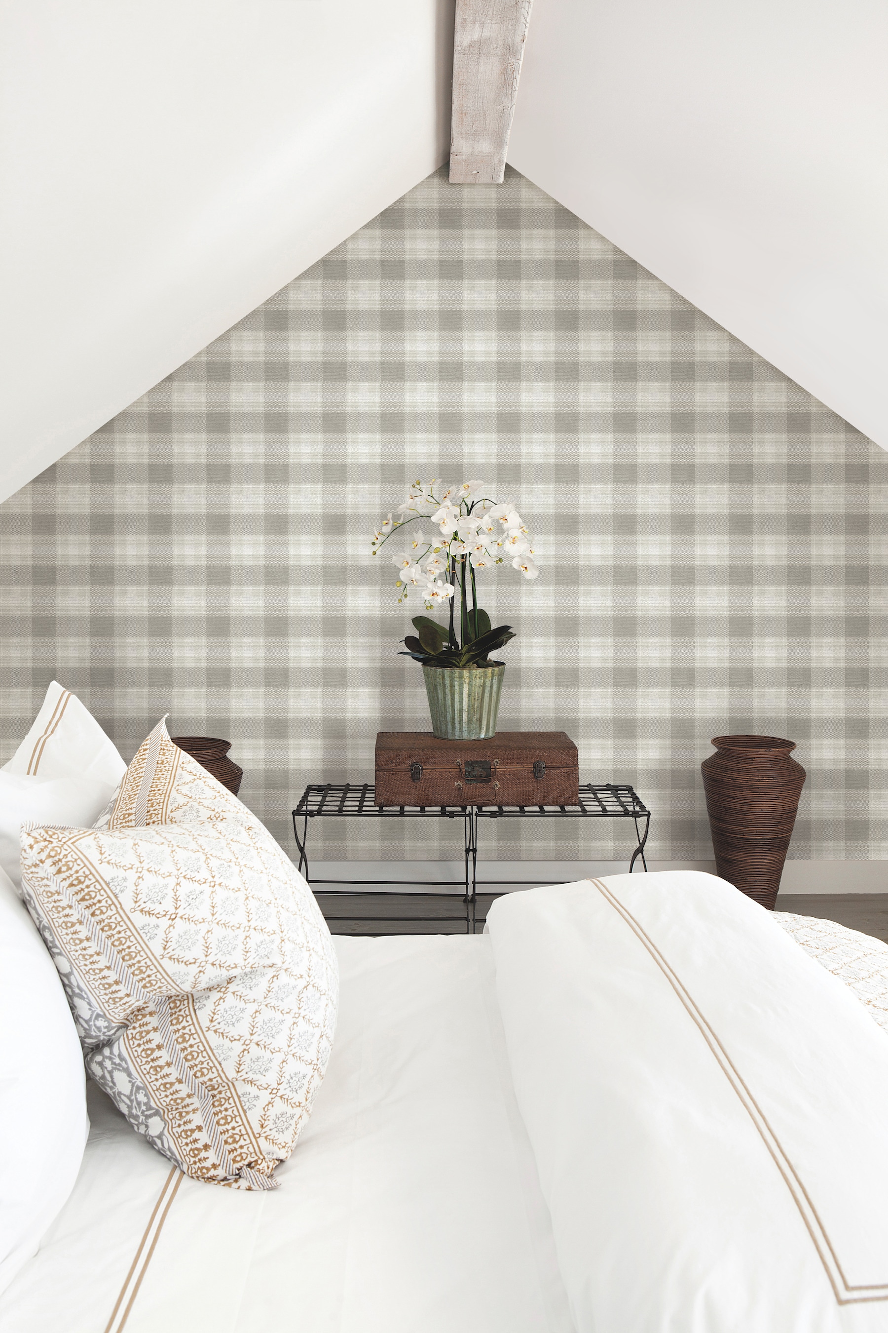 York Wallcoverings FH4083 Simply Farmhouse 56.4-Sq. Feet Neutral Non-woven Ivy/Vines Unpasted Wallpaper