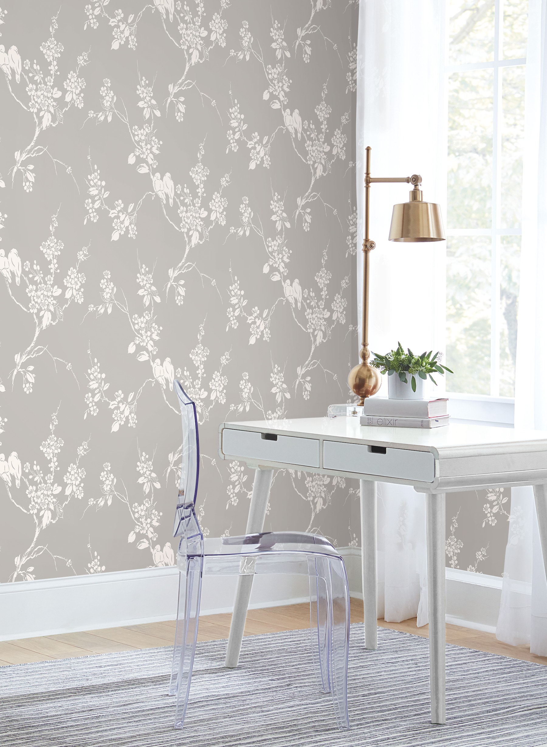 York Wallcoverings SS2588 Silhouettes 60.8-Sq. Feet Gray Non-woven Animals Prepasted Water Activated Paste Wallpaper