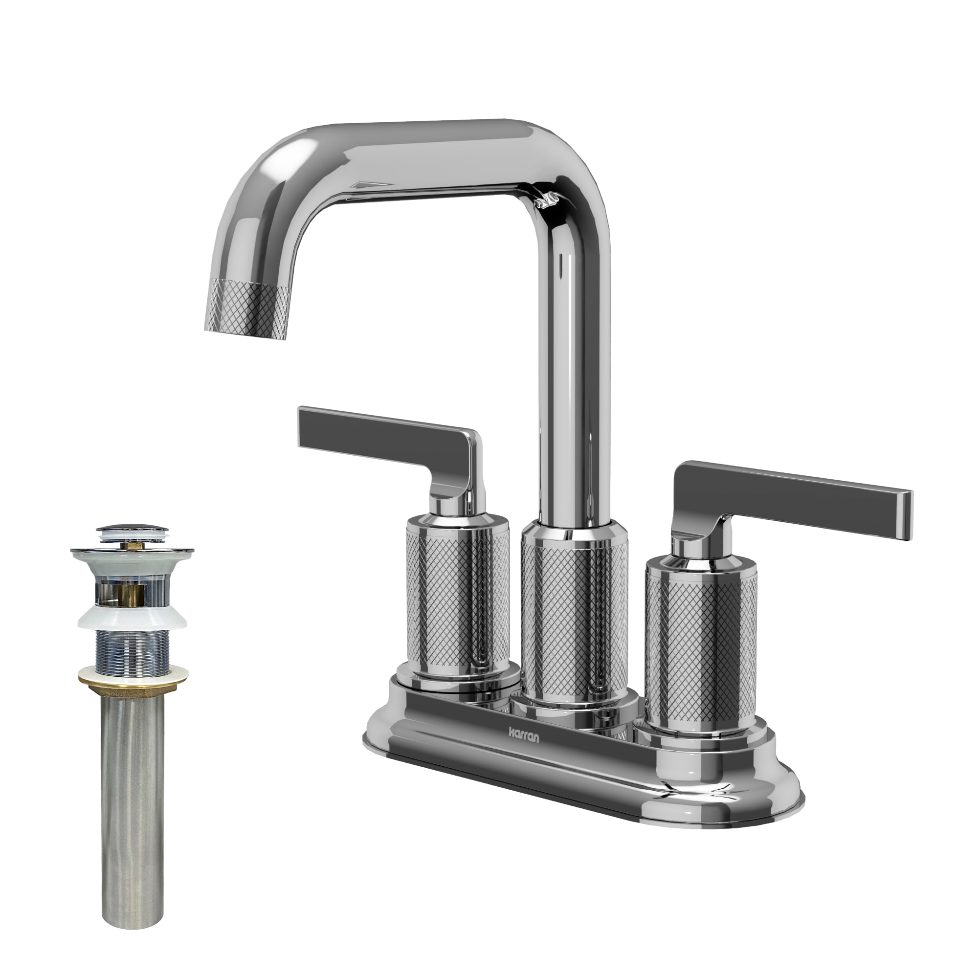 Karran KBF536C Gillingham Chrome 4-in centerset 2-handle Low-arc Residential Handle Bathroom Sink Faucet with Drain