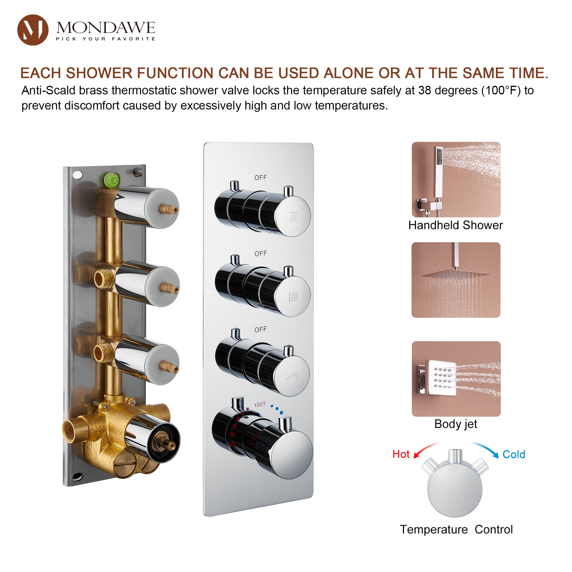 Mondawe WF6310-12CH Showerhead-Bar-Panels - View #9
