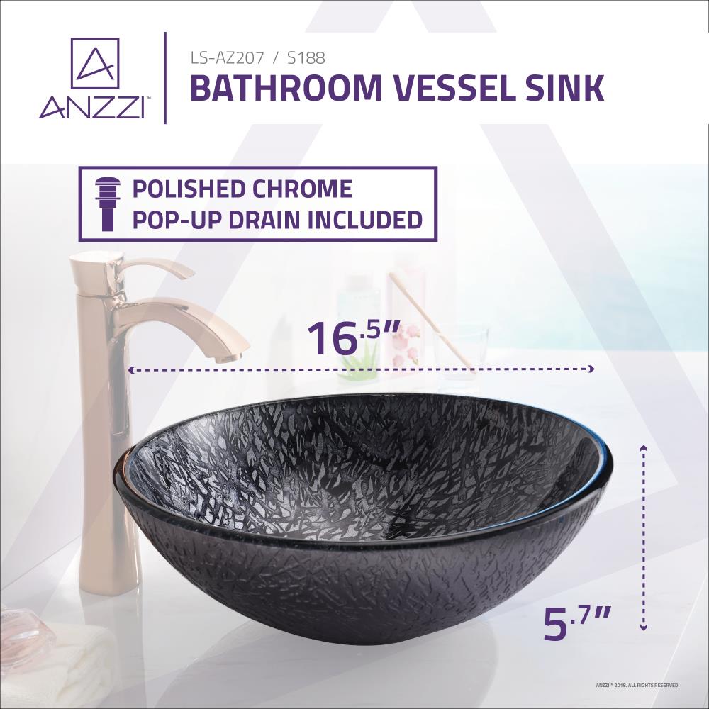 Arctic Sheer 16.5'' Gray Tempered Glass Circular Bathroom Sink
