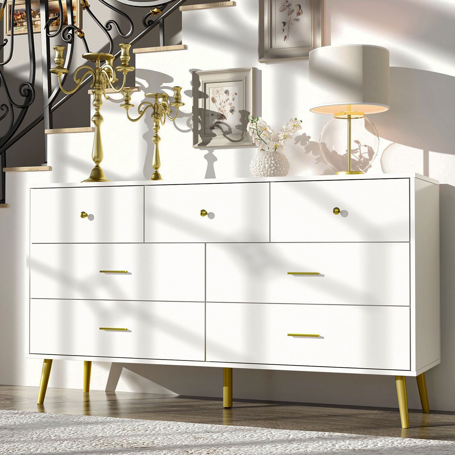 FUFU&GAGA LJY-YC0016-01 White 7 -Drawer Standard dresser